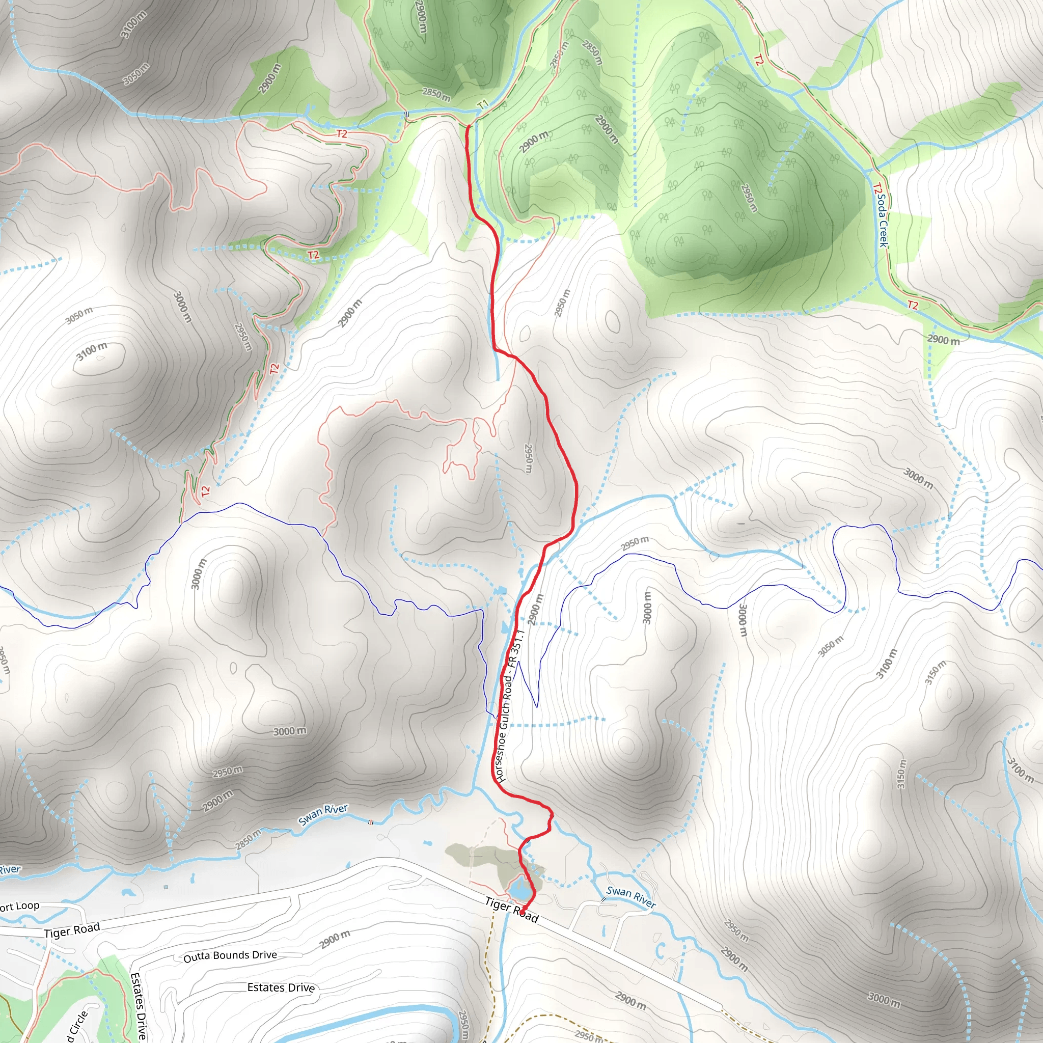 Horseshoe Gulch Trail mobile static map