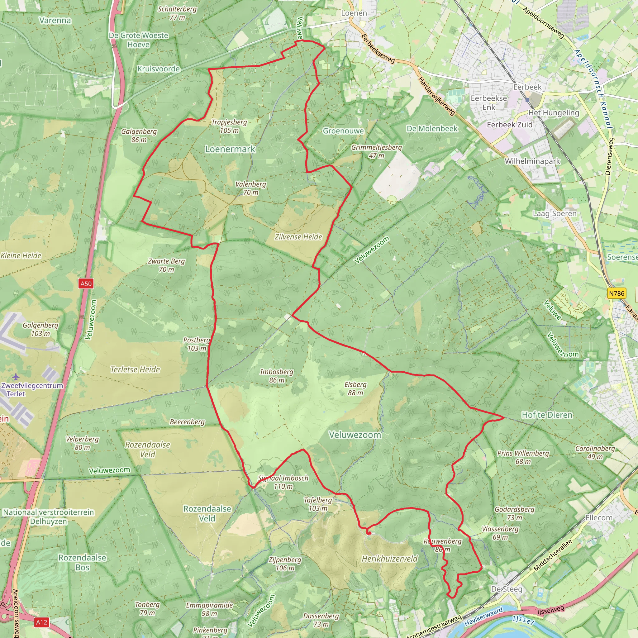 Veluwezoom and Loenermark via Lange Juffer mobile static map