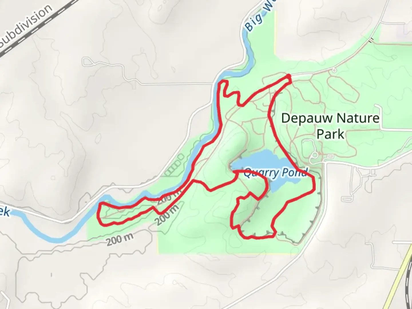 An image depicting the trail Quarry Pond Loop and its surrounding area.