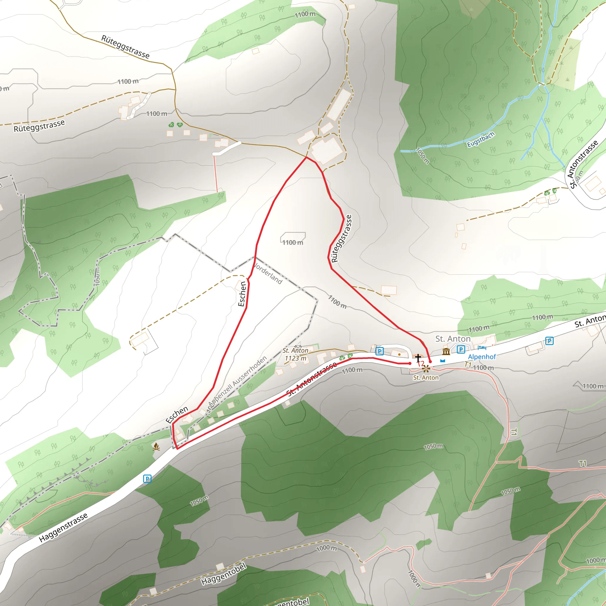 St Anton Short Loop Trail mobile static map
