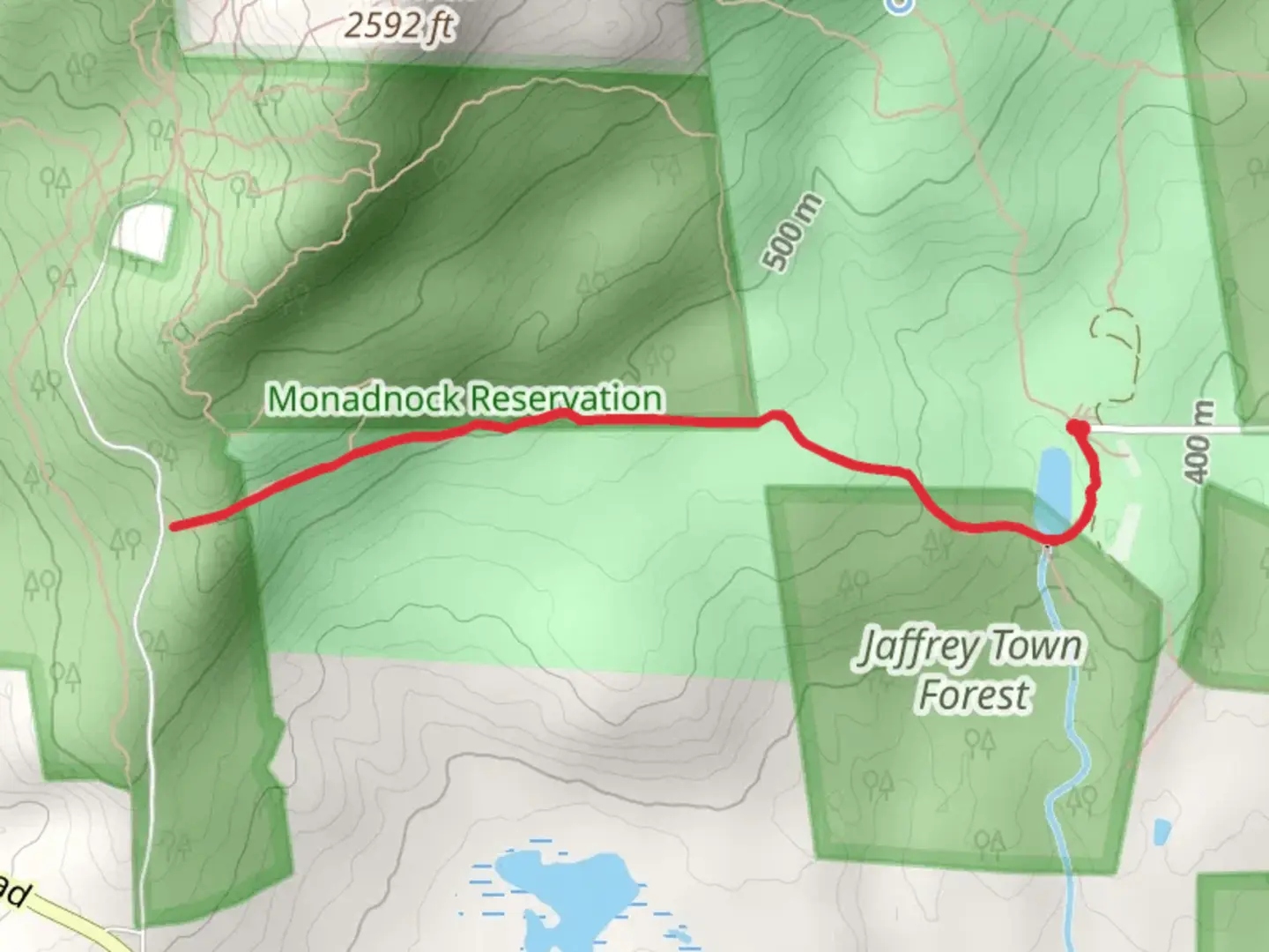 An image depicting the trail Poole Reservoir via Parker Trail and its surrounding area.