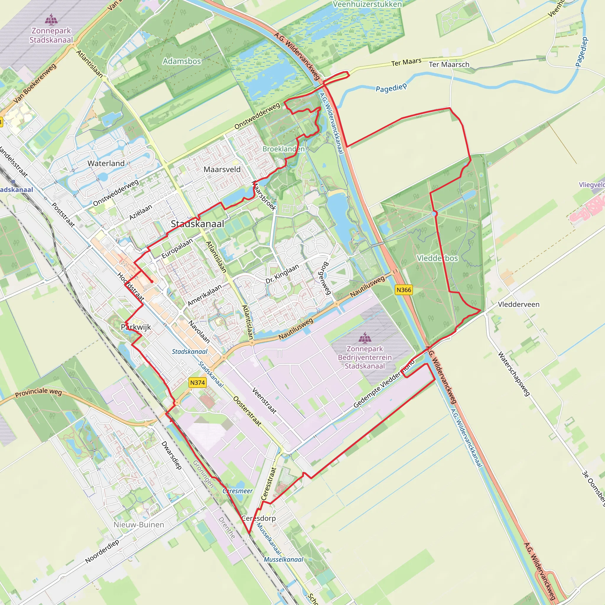 Vledderbos and Broeklanden Loop mobile static map