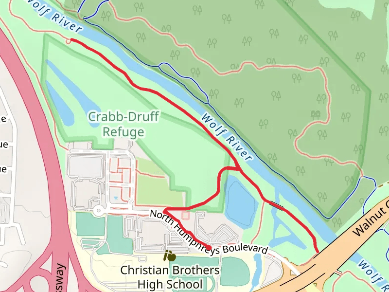 Wolf River Greenway from North Humphreys Boulevard