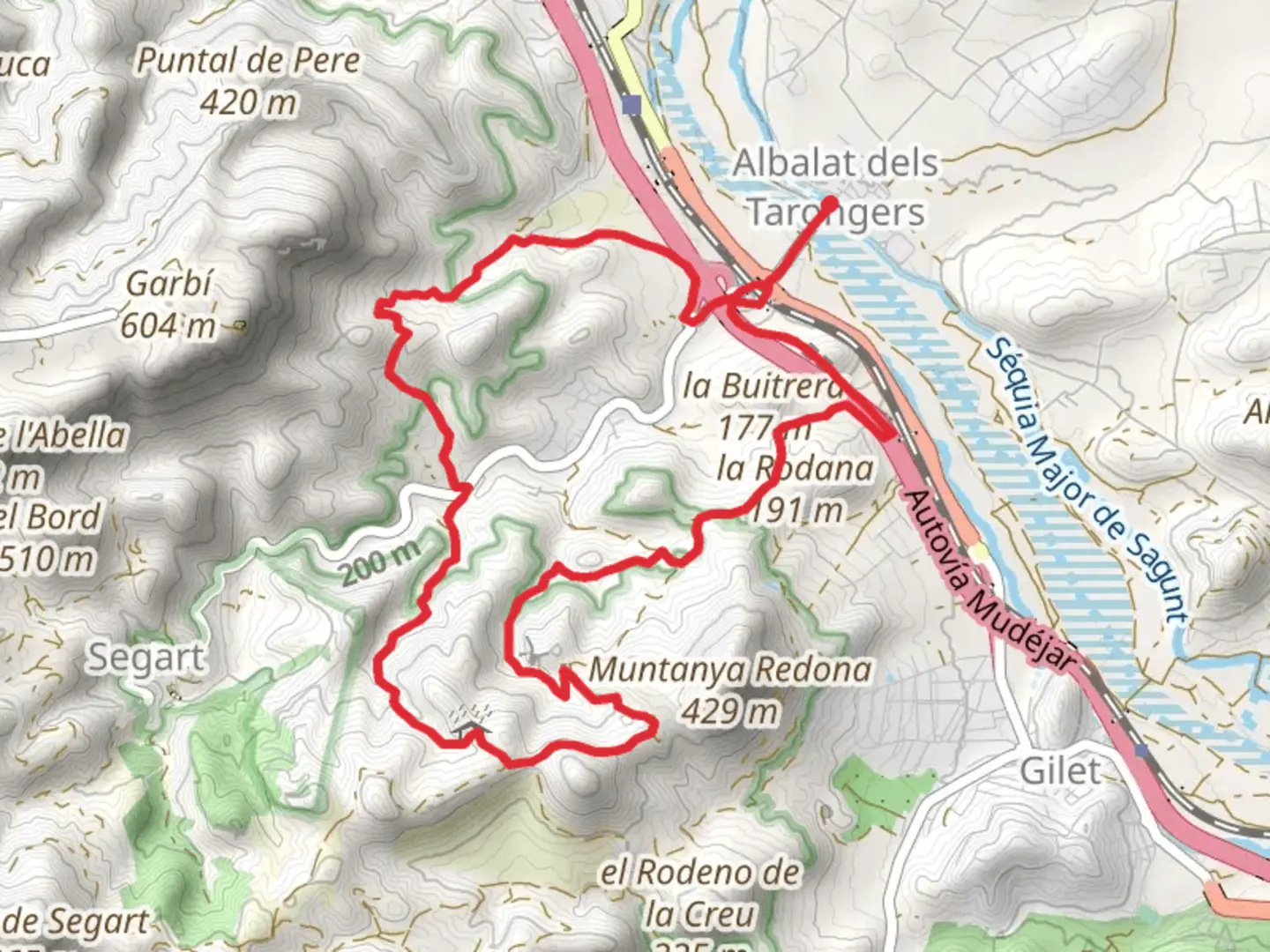 An image depicting the trail Sender Albalat dels Taronges PR CV 318 and its surrounding area.