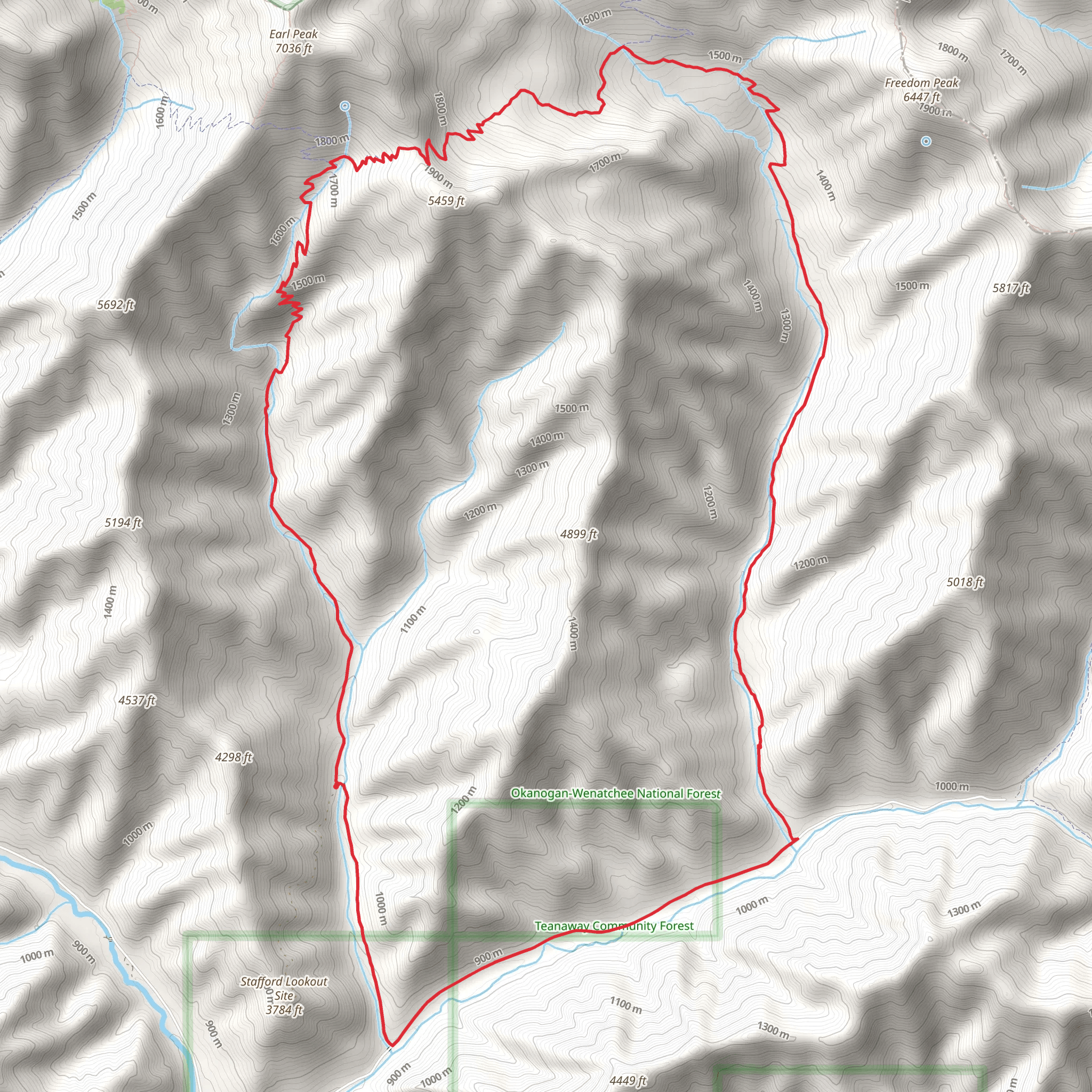 Standup Trail and Stafford Creek Trail Loop mobile static map