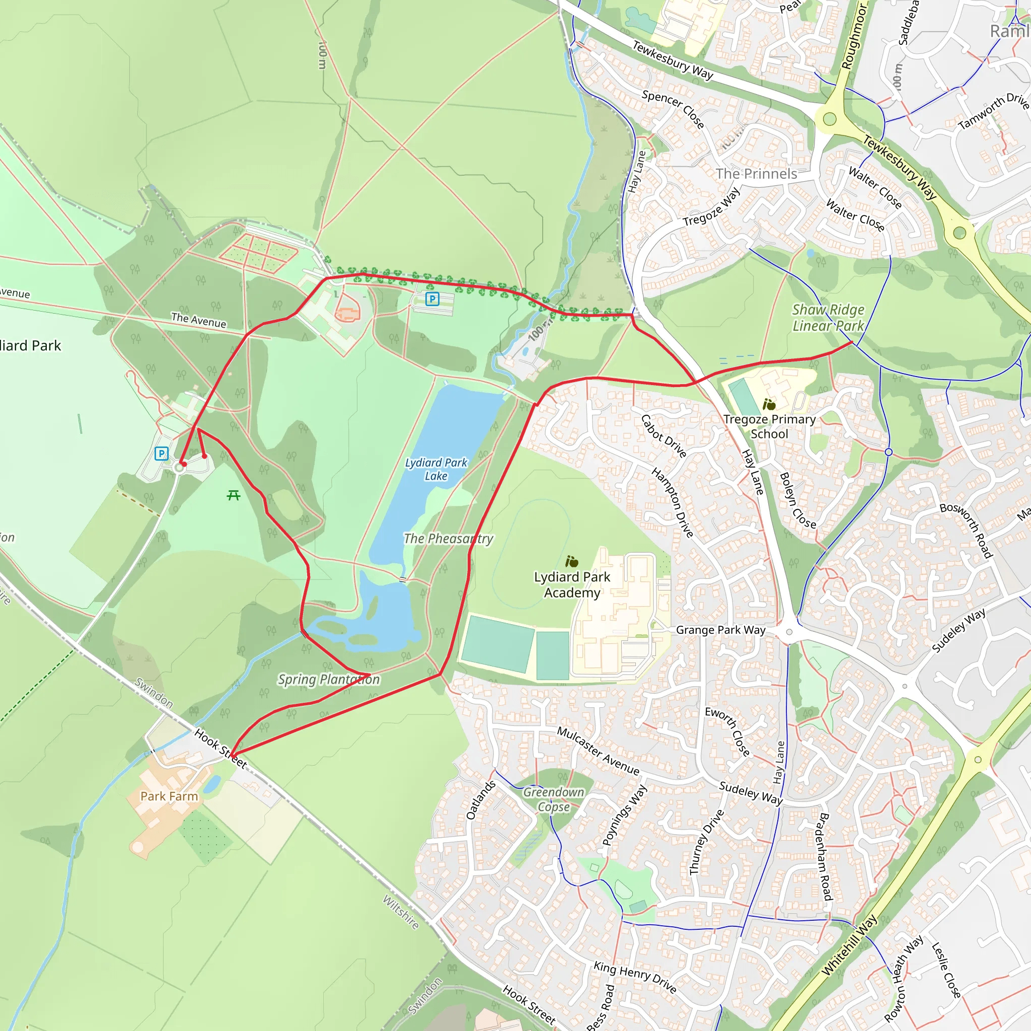 Lydiard Park Loop mobile static map
