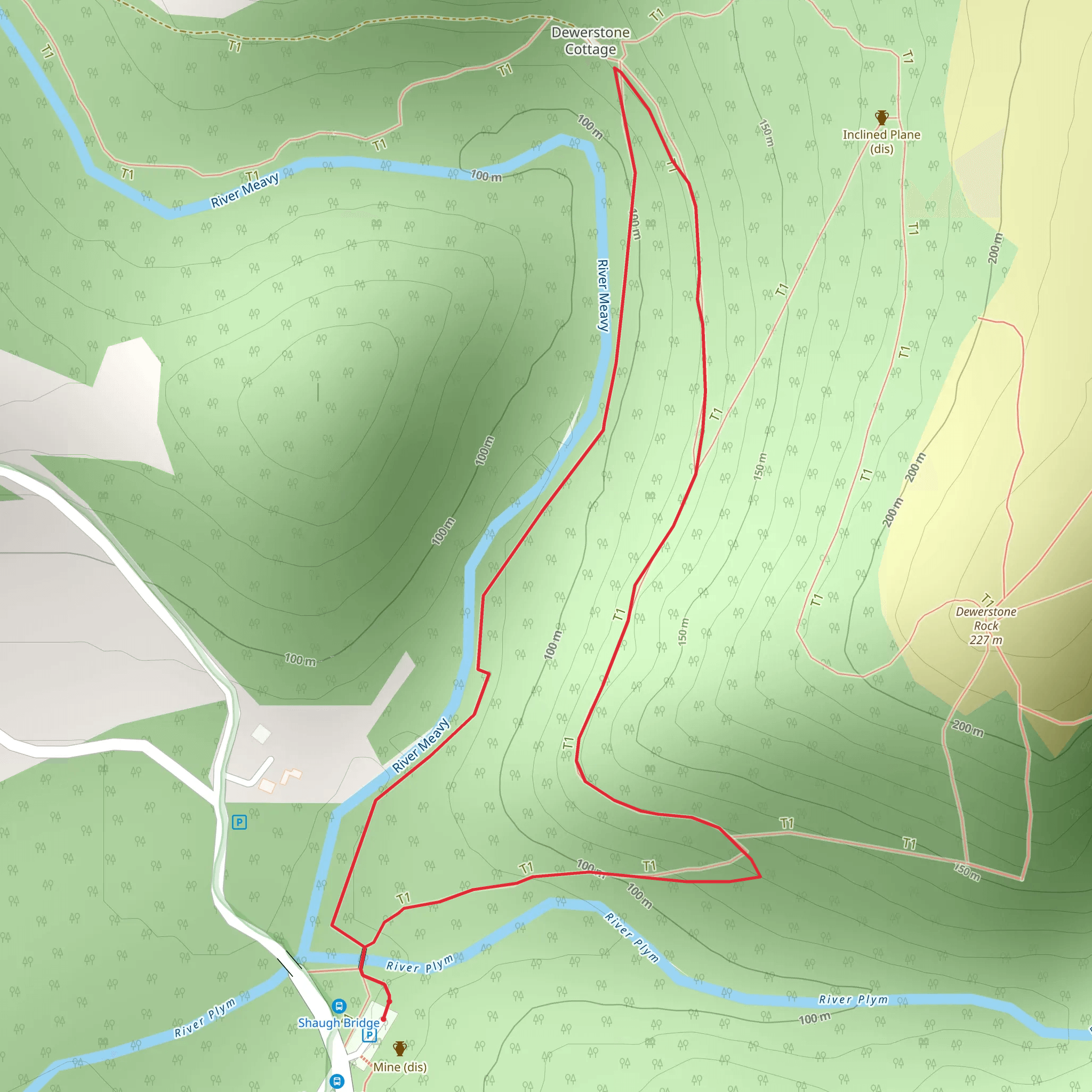Dewerstone Wood Walk mobile static map