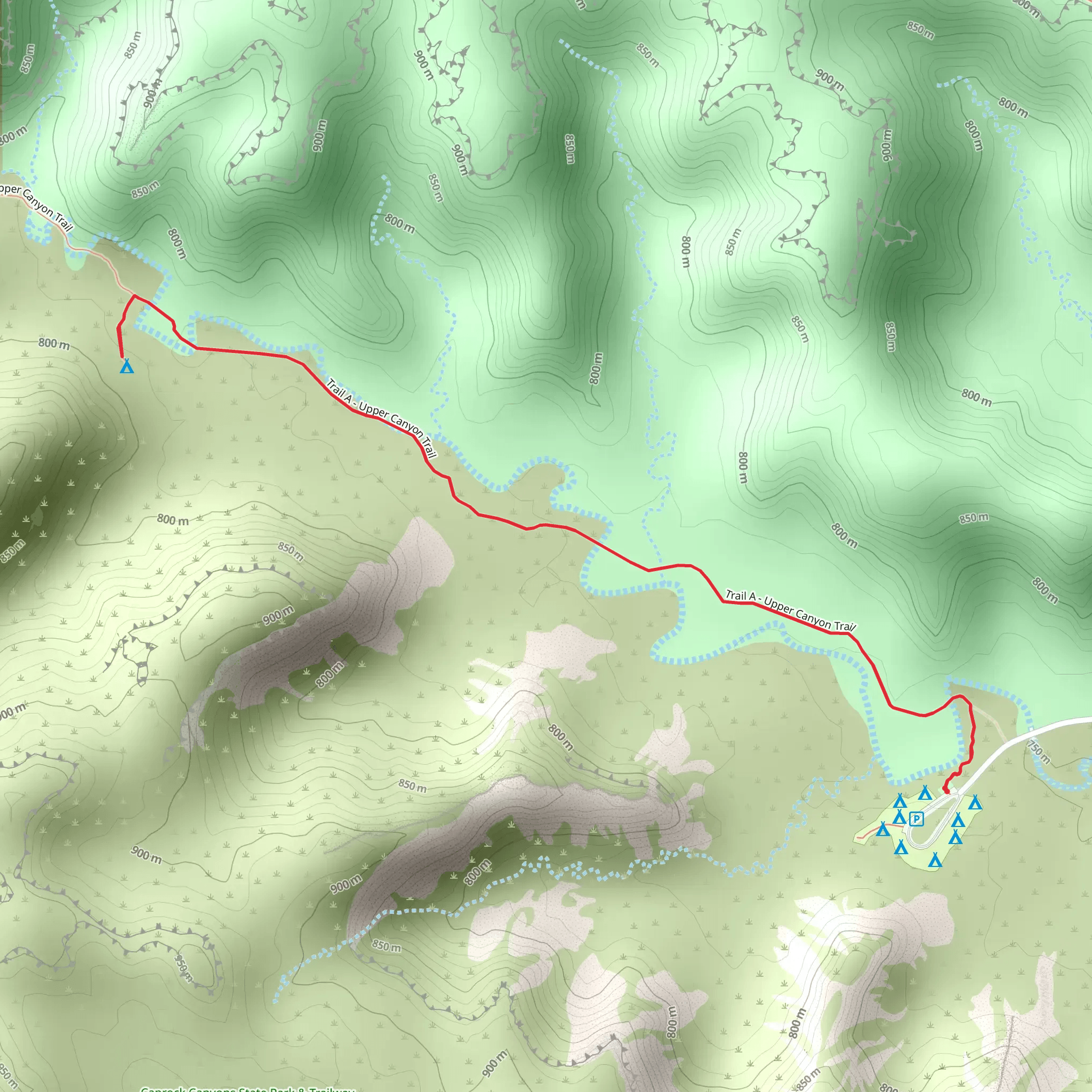 South Prong Tent Camping Area via Trail A - Upper Canyon Trail mobile static map