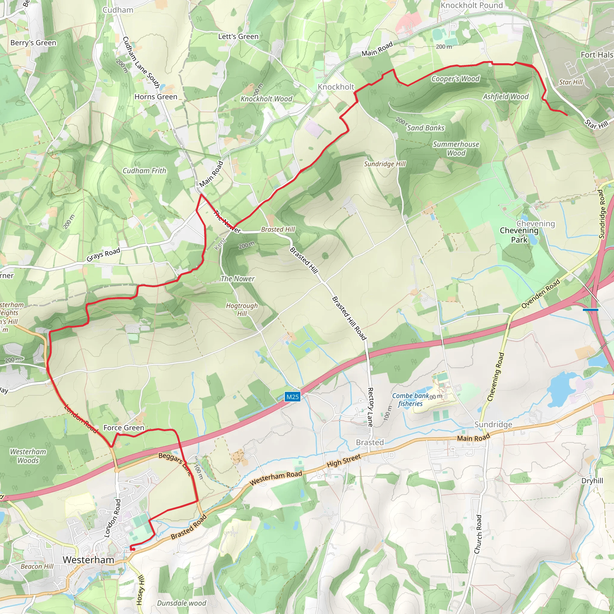 Star Hill Walk from Westerham mobile static map