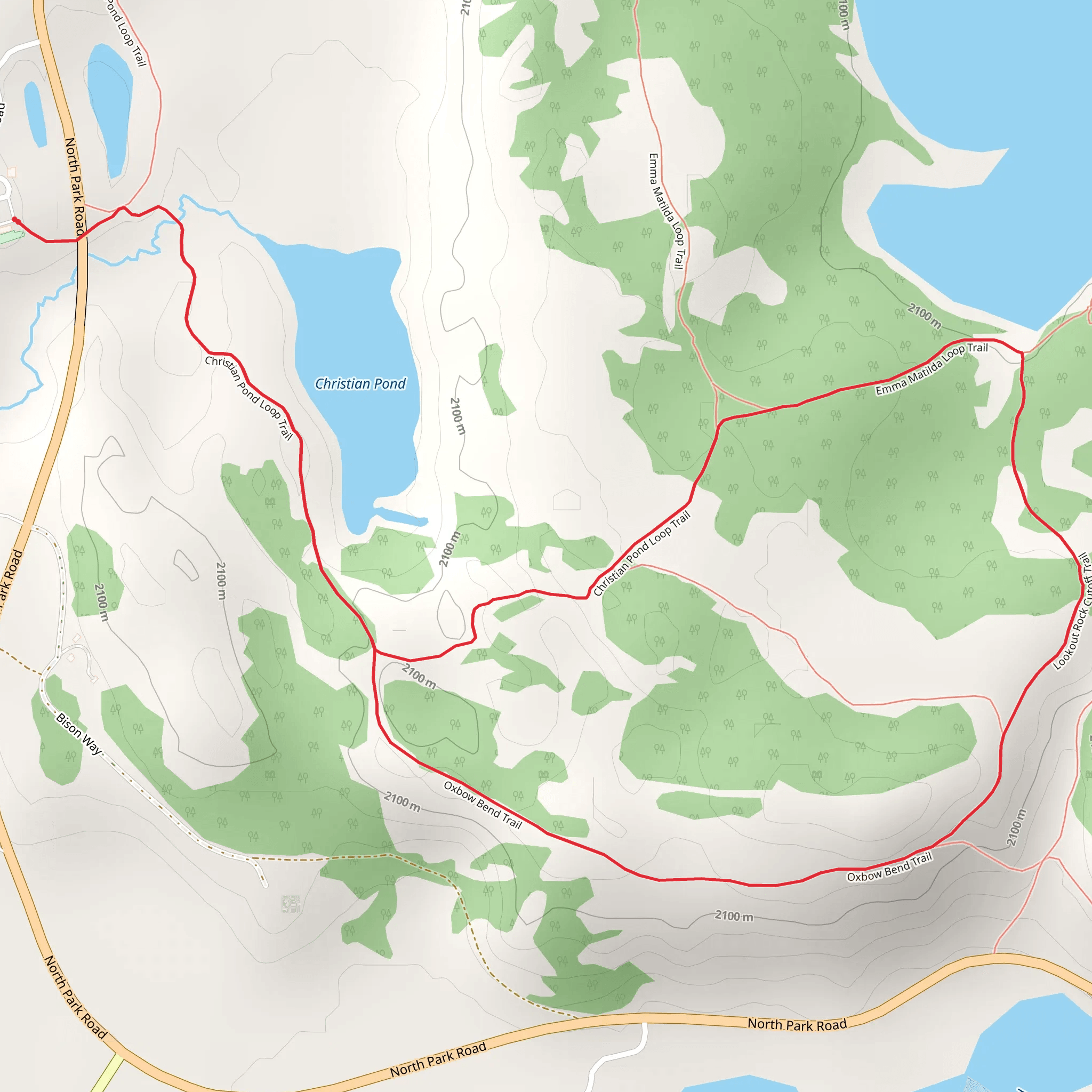 Oxbow Bend Trail and Lookout Rock Cutoff Trail mobile static map