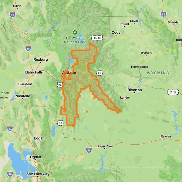 Bridger-Teton National Forest mobile static map