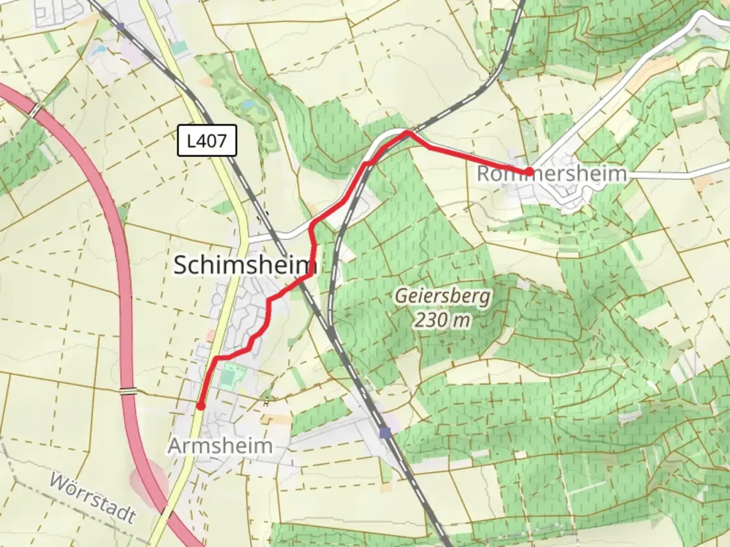 An image depicting the trail Rommersheim to Armsheim Walk and its surrounding area.