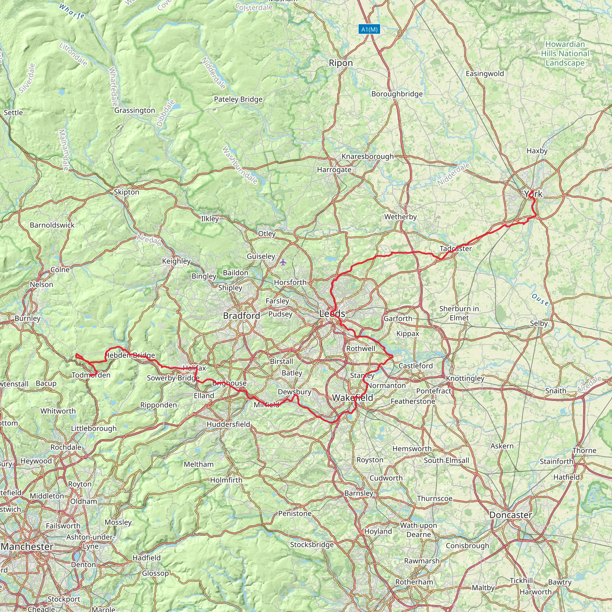 Todmorden to York Walk mobile static map