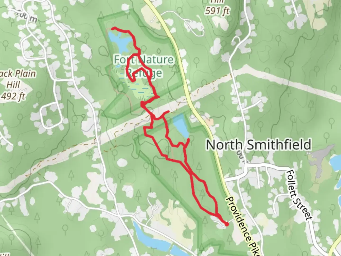 An image depicting the trail First and Third Ponds Loop and its surrounding area.