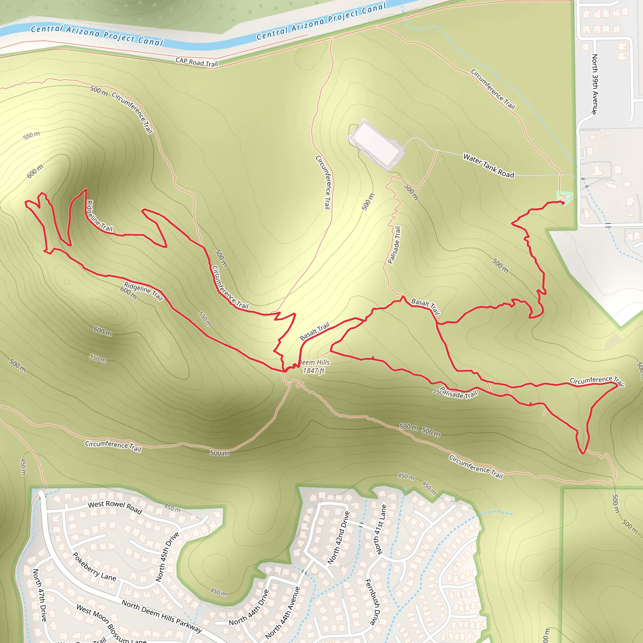 Circumference, Palisade and Basalt Loop Trail mobile static map
