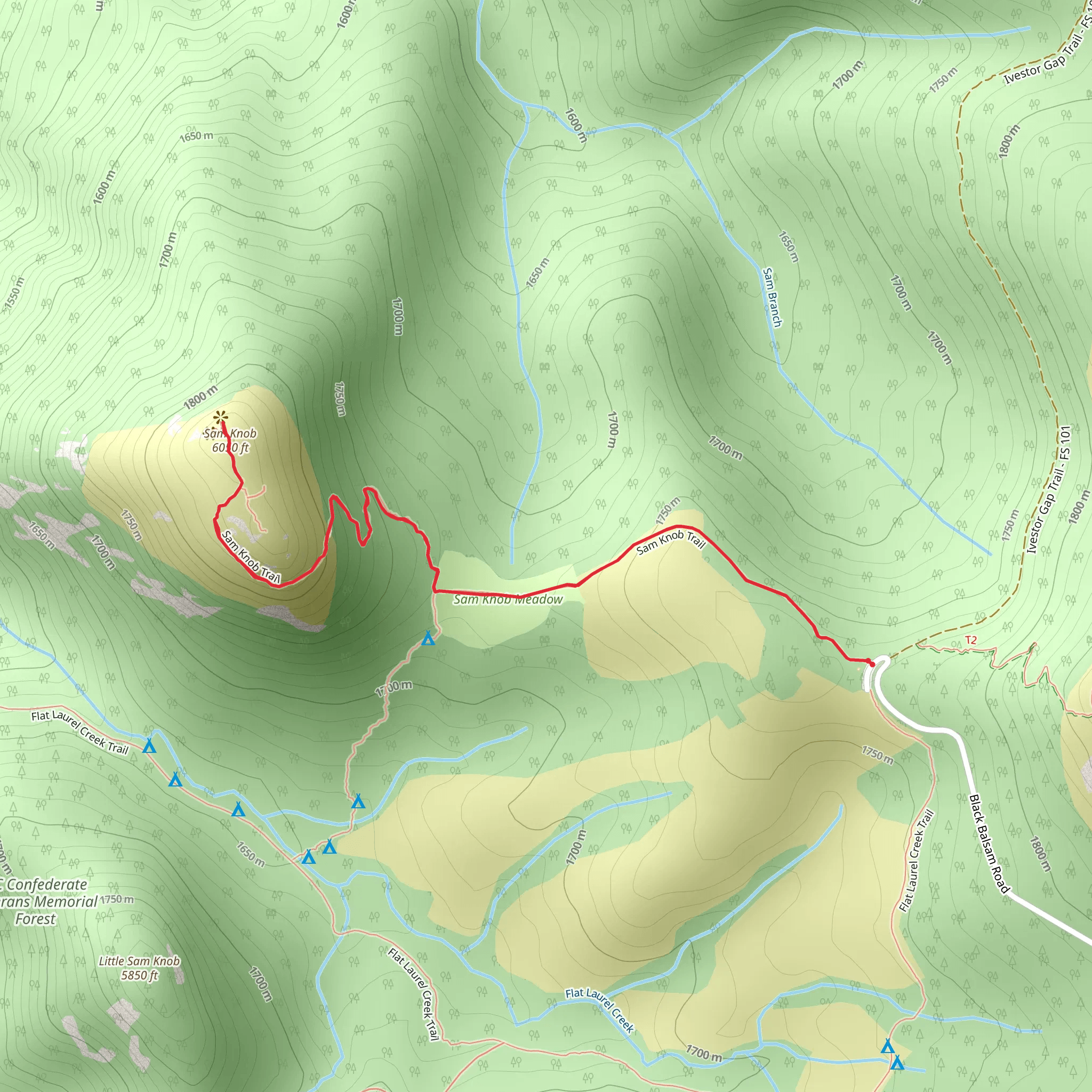 Sam Knob Trail mobile static map