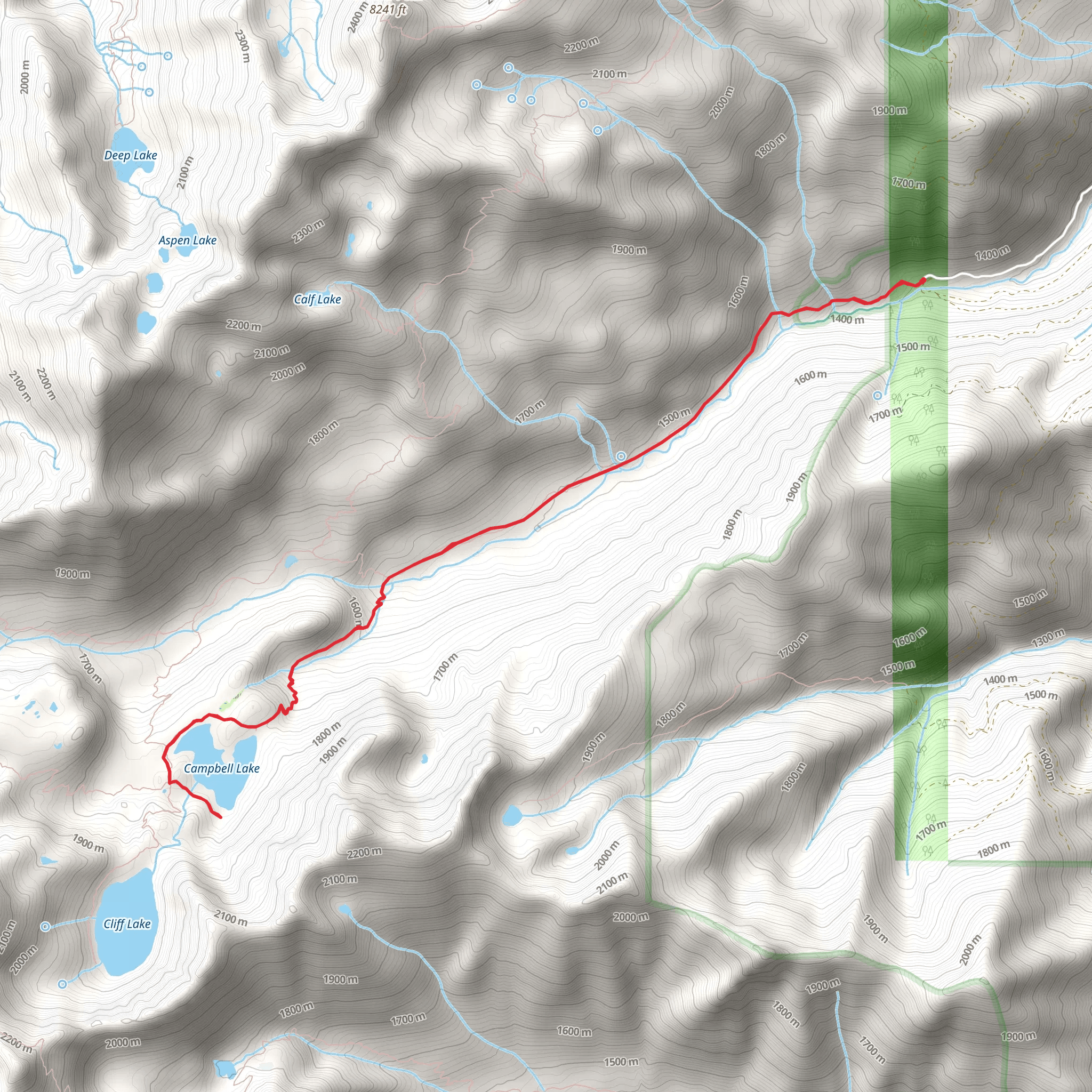 Campbell Lake via Shackleford Trail mobile static map