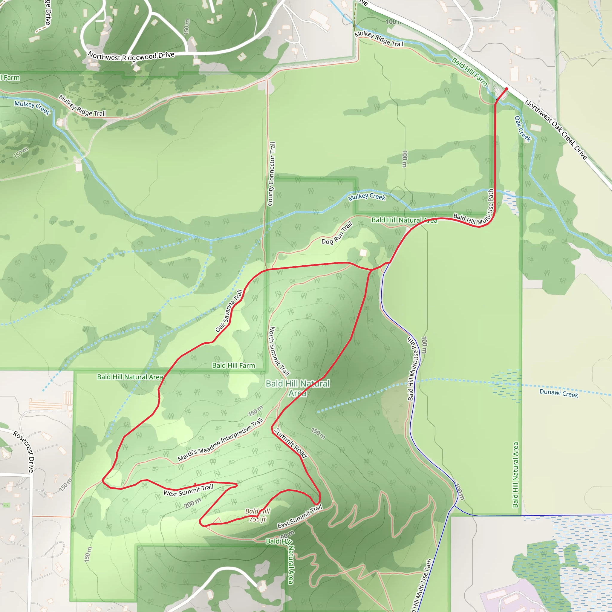 Bald Hill Loop via Oak Savanna Trail mobile static map