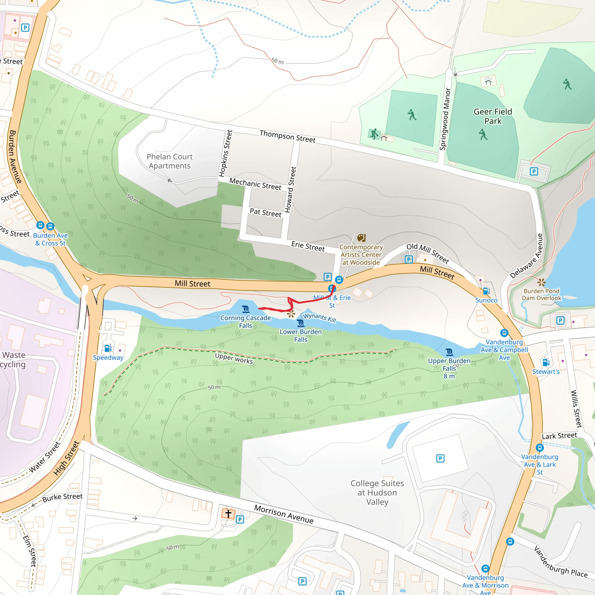 Corning Cascade Falls mobile static map