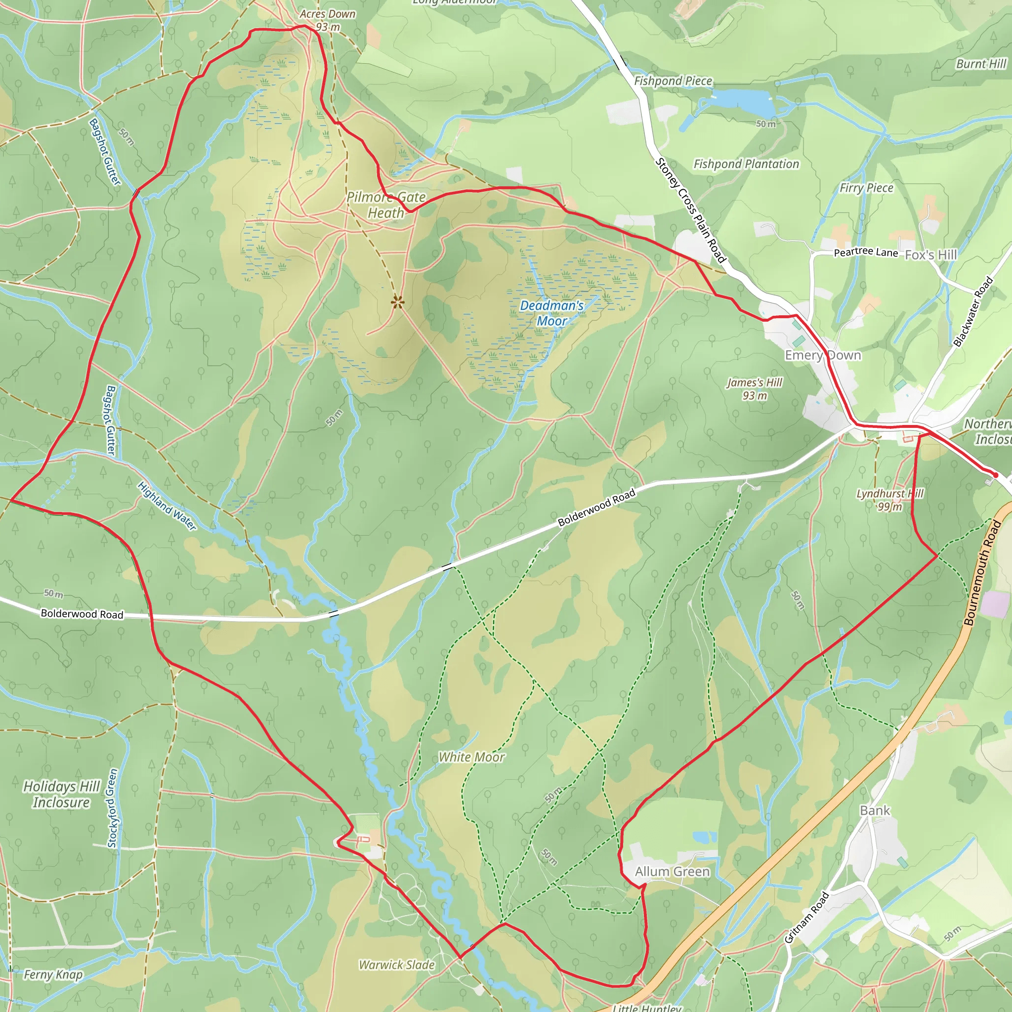 Emery Down Circular Walk mobile static map