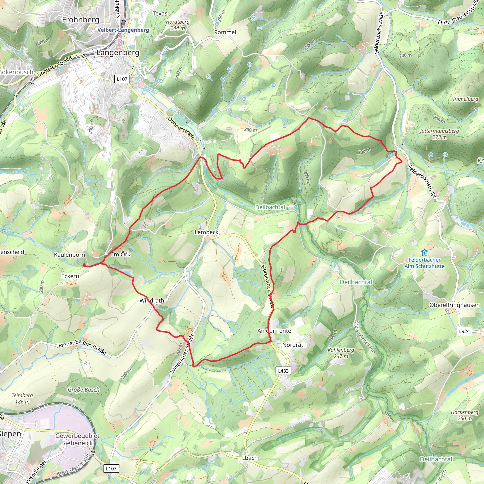 Hardenberger Weg and Neanderland Steig Loop - Eckern mobile static map