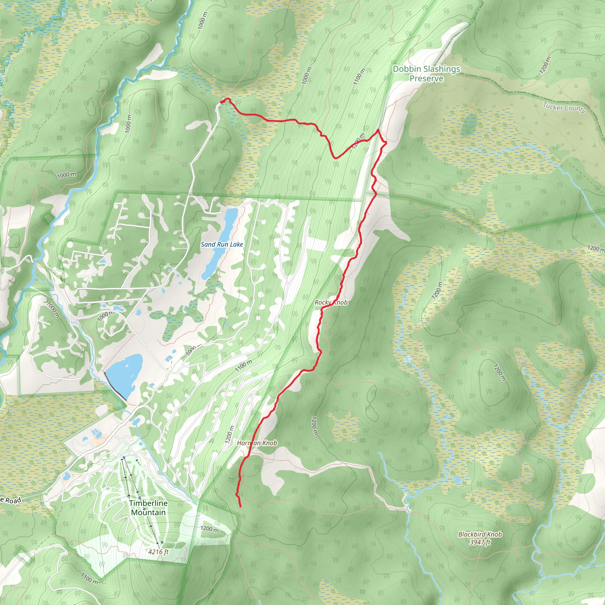 Rocky Ridge via Sand Run Trail mobile static map