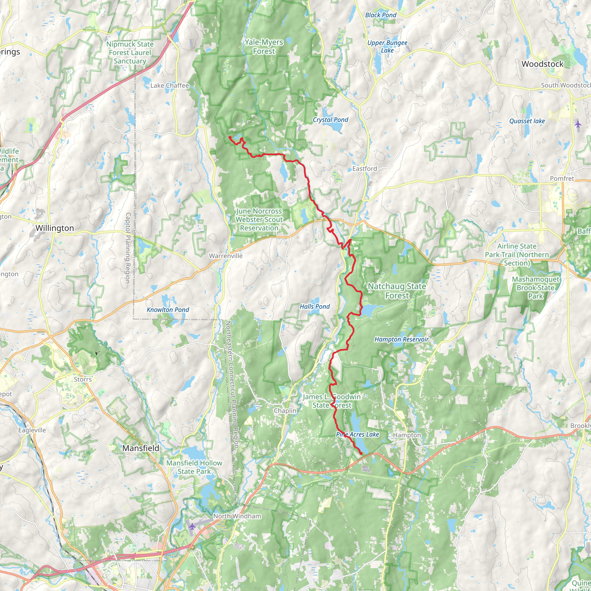 Natchaug Trail mobile static map