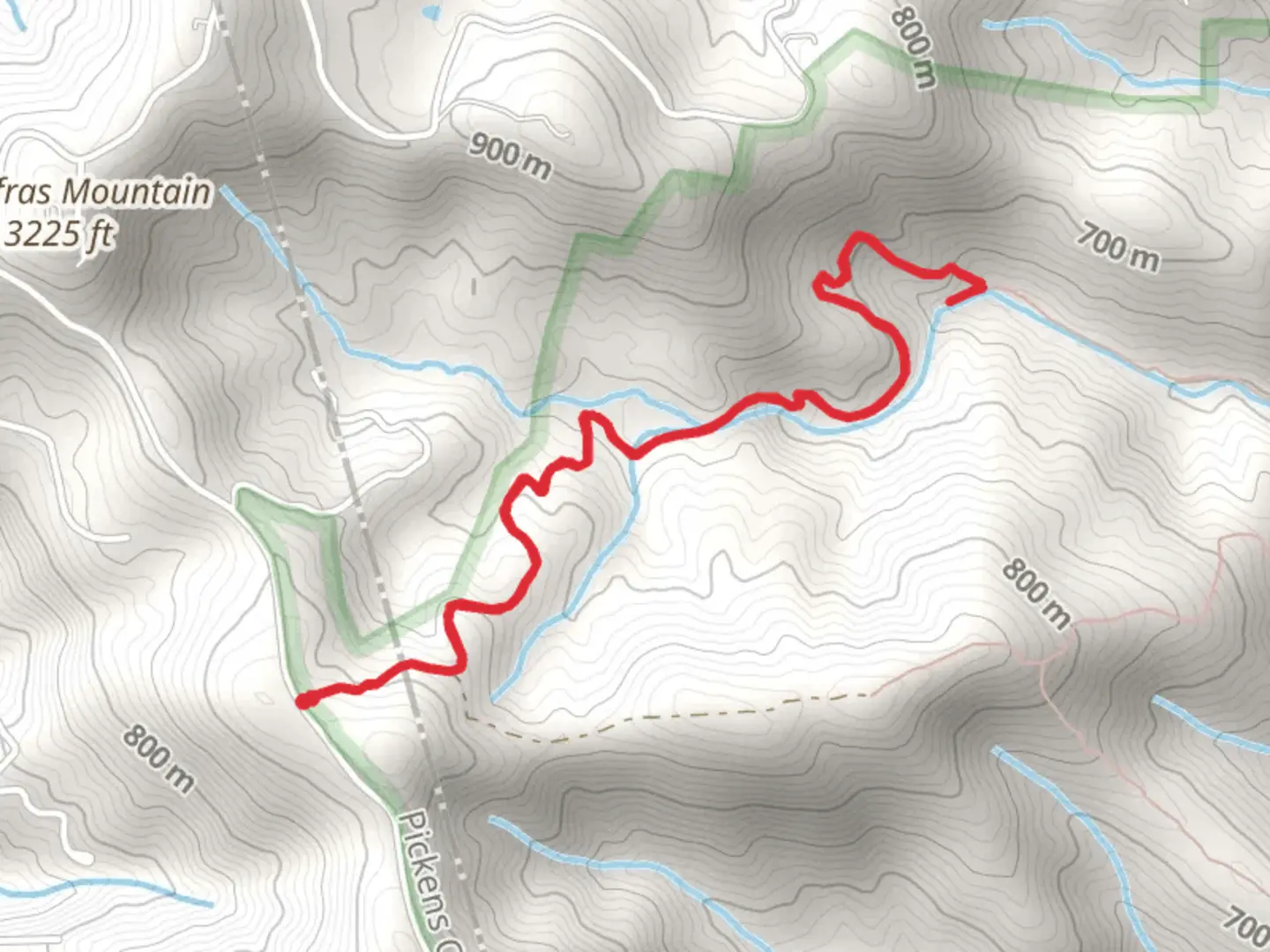 An image depicting the trail Fall Creek Trail and its surrounding area.