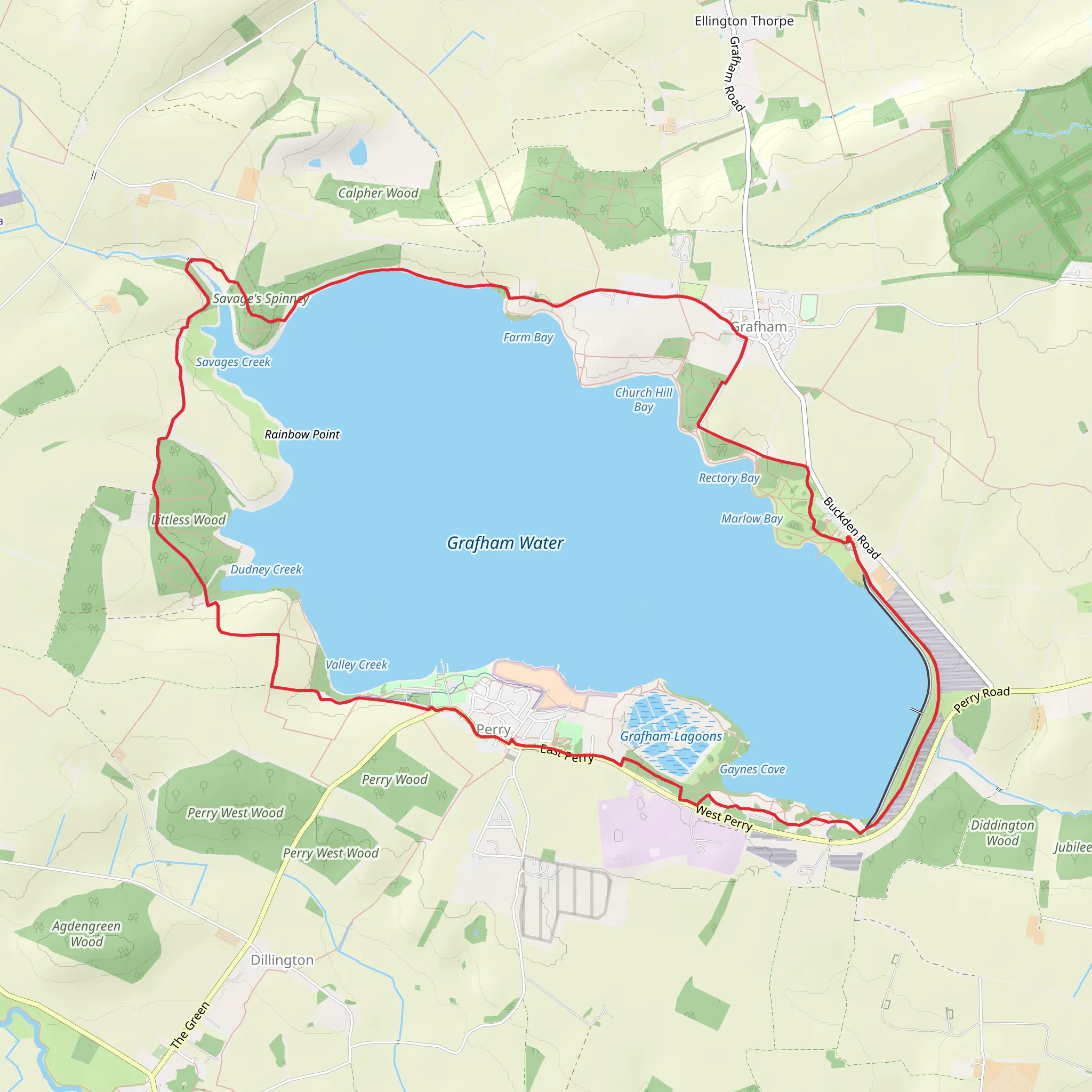 Grafham Water Circular Walk mobile static map