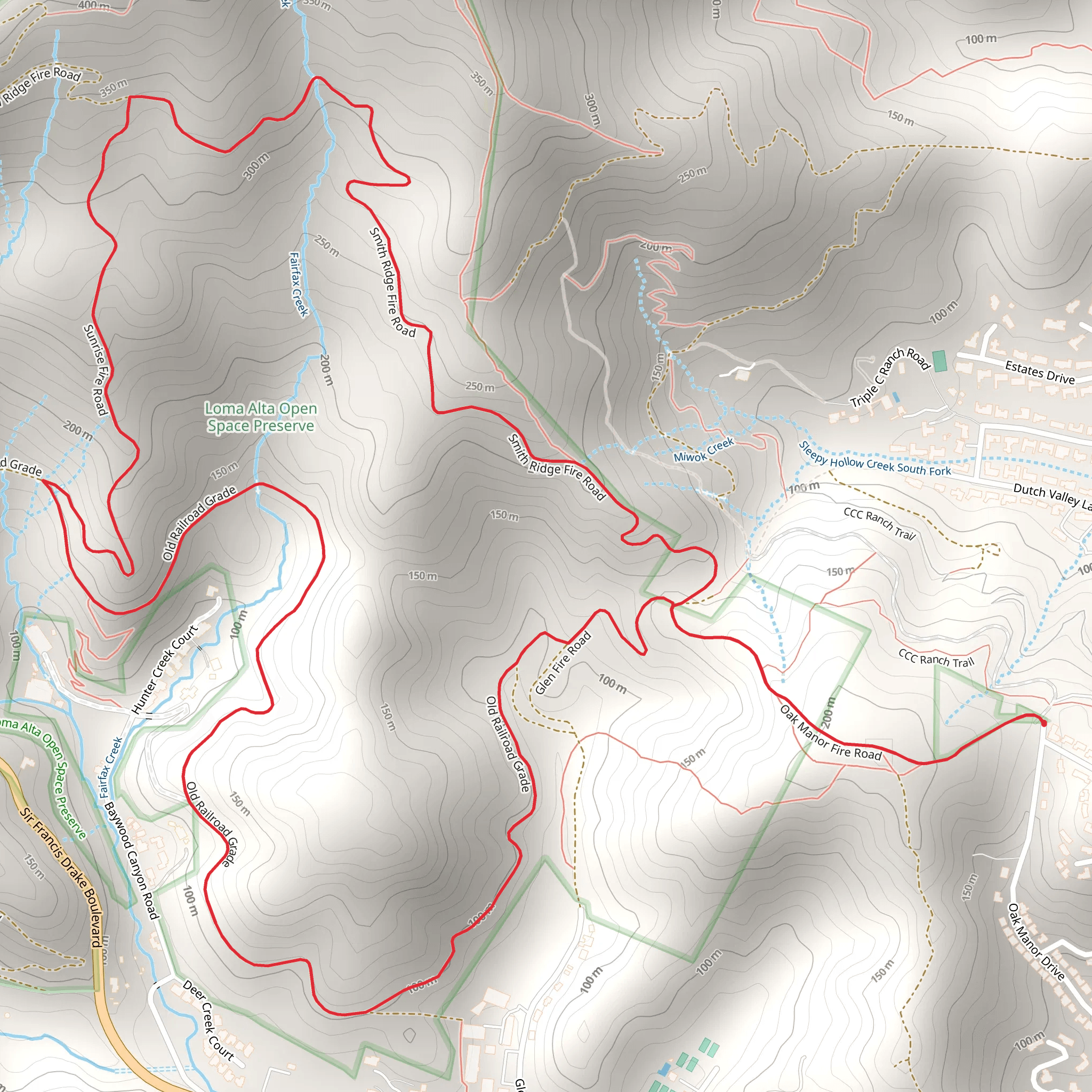 Smith Ridge Fire Road and Old Railroad Grade Loop mobile static map