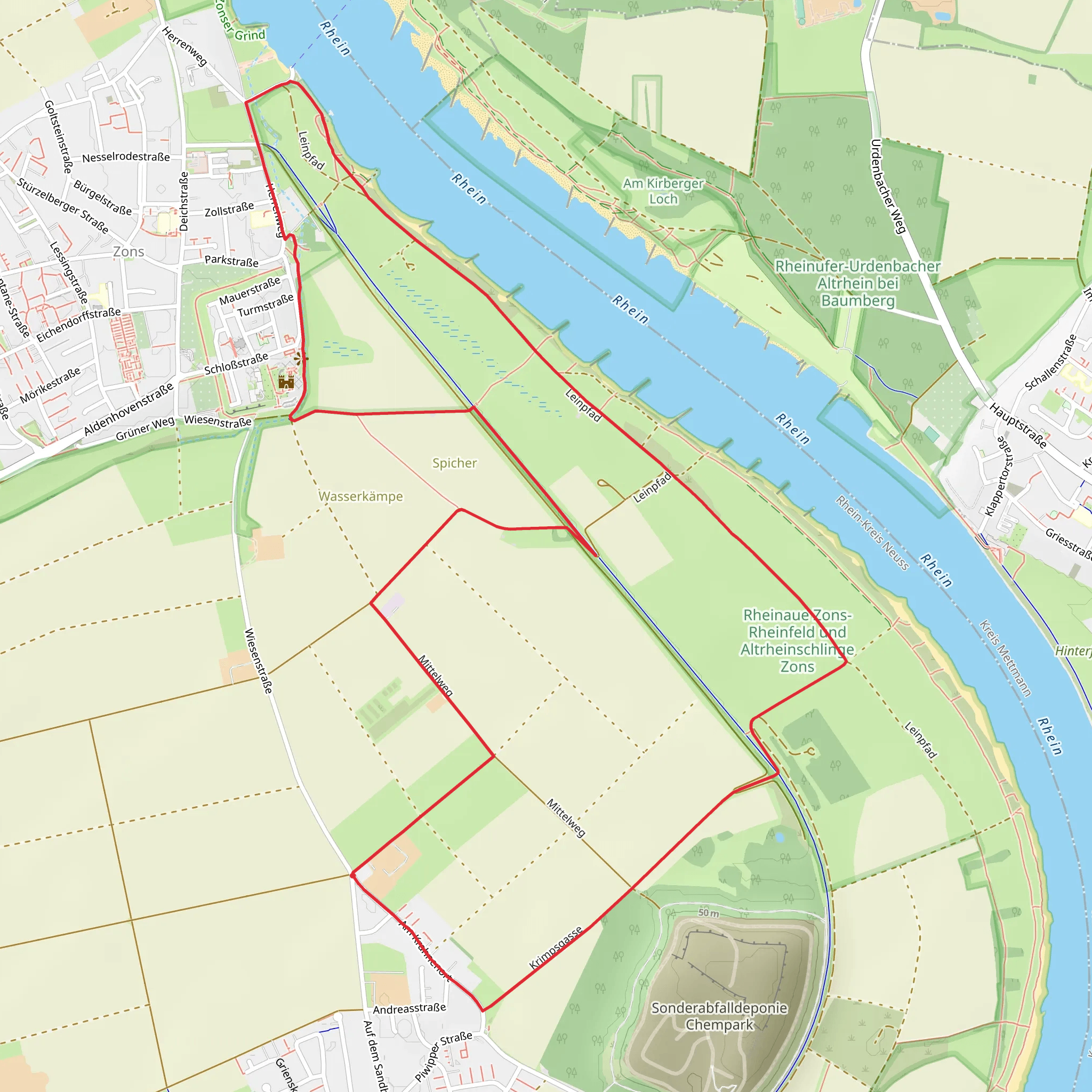 Zons Rundweg mobile static map
