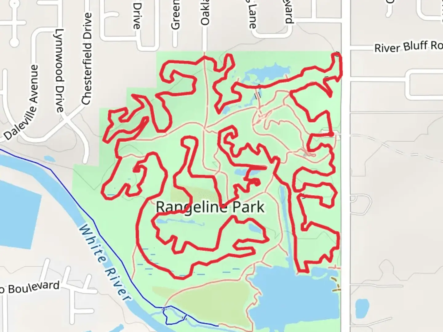 An image depicting the trail Novice and Intermediate Loop and its surrounding area.