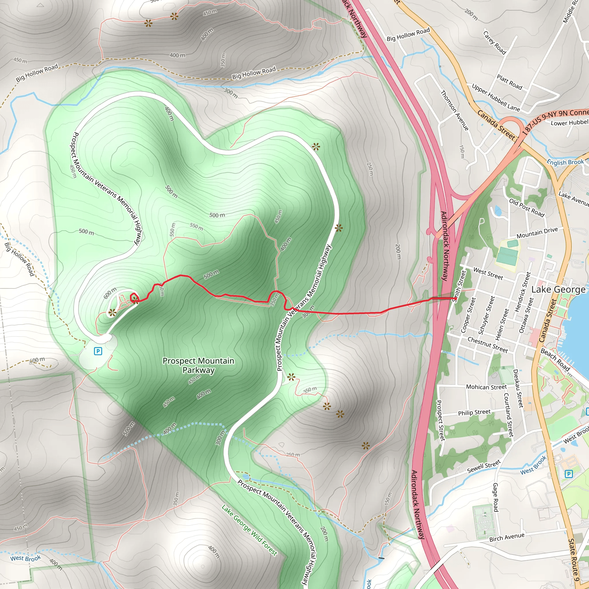 Prospect Mountain via East Trail mobile static map