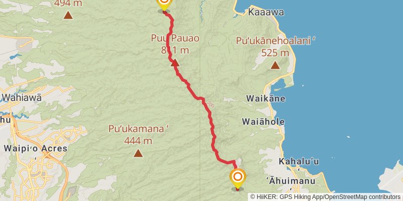 Ko'olau Summit Trail stage 2 Map