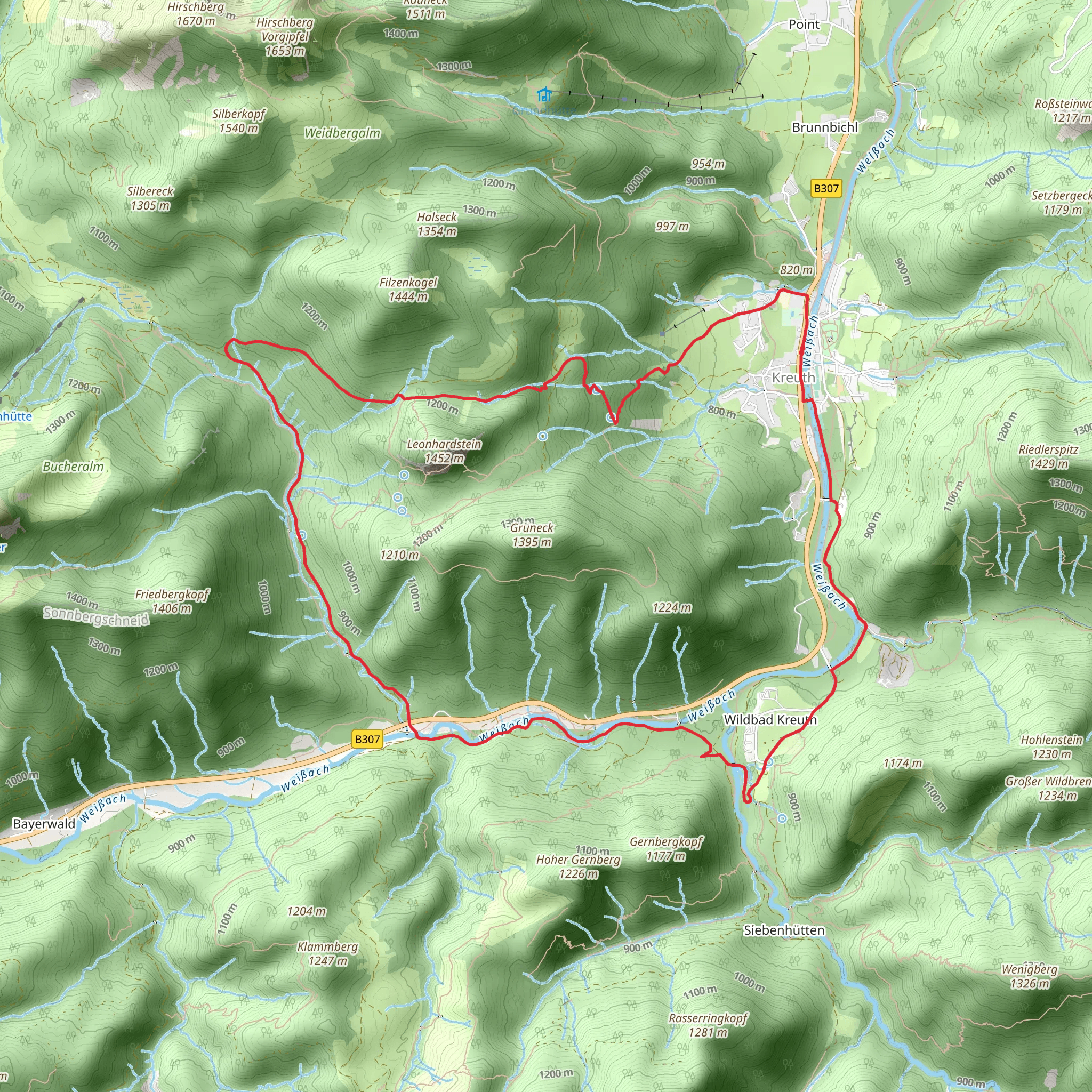 Wanderweg 608 and Siebenhuetten Loop mobile static map