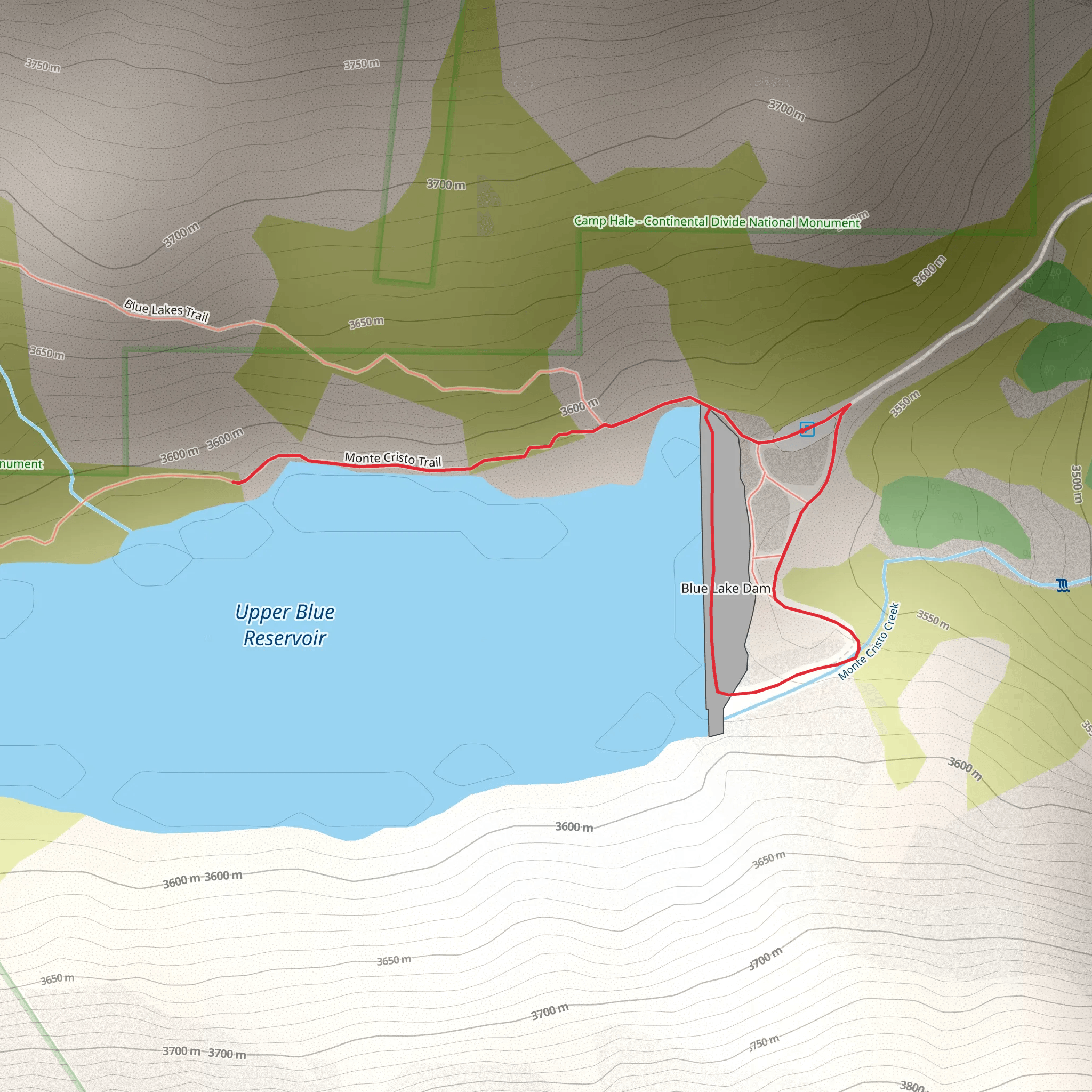 Blue Lakes North Shore Loop Trail mobile static map