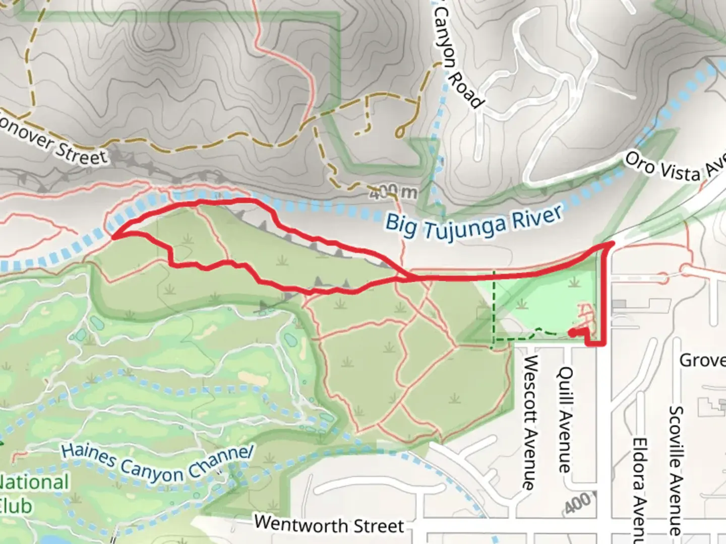 An image depicting the trail Big Tujunga River - Oro Vista Park and its surrounding area.