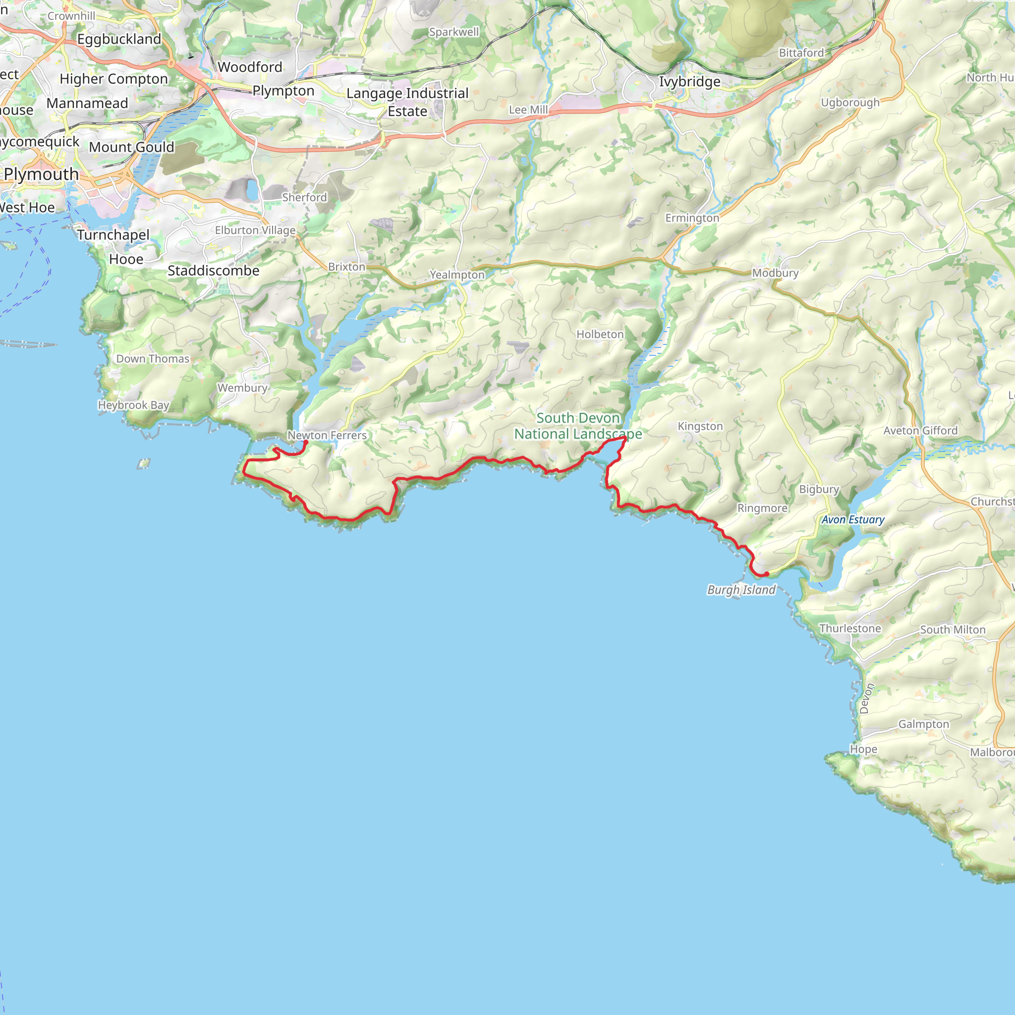 River Yealm to Bigbury on Sea Walk mobile static map