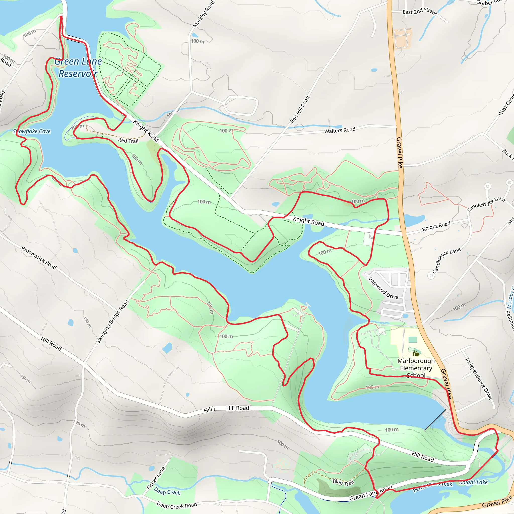 Green Lane Reservoir Loop mobile static map
