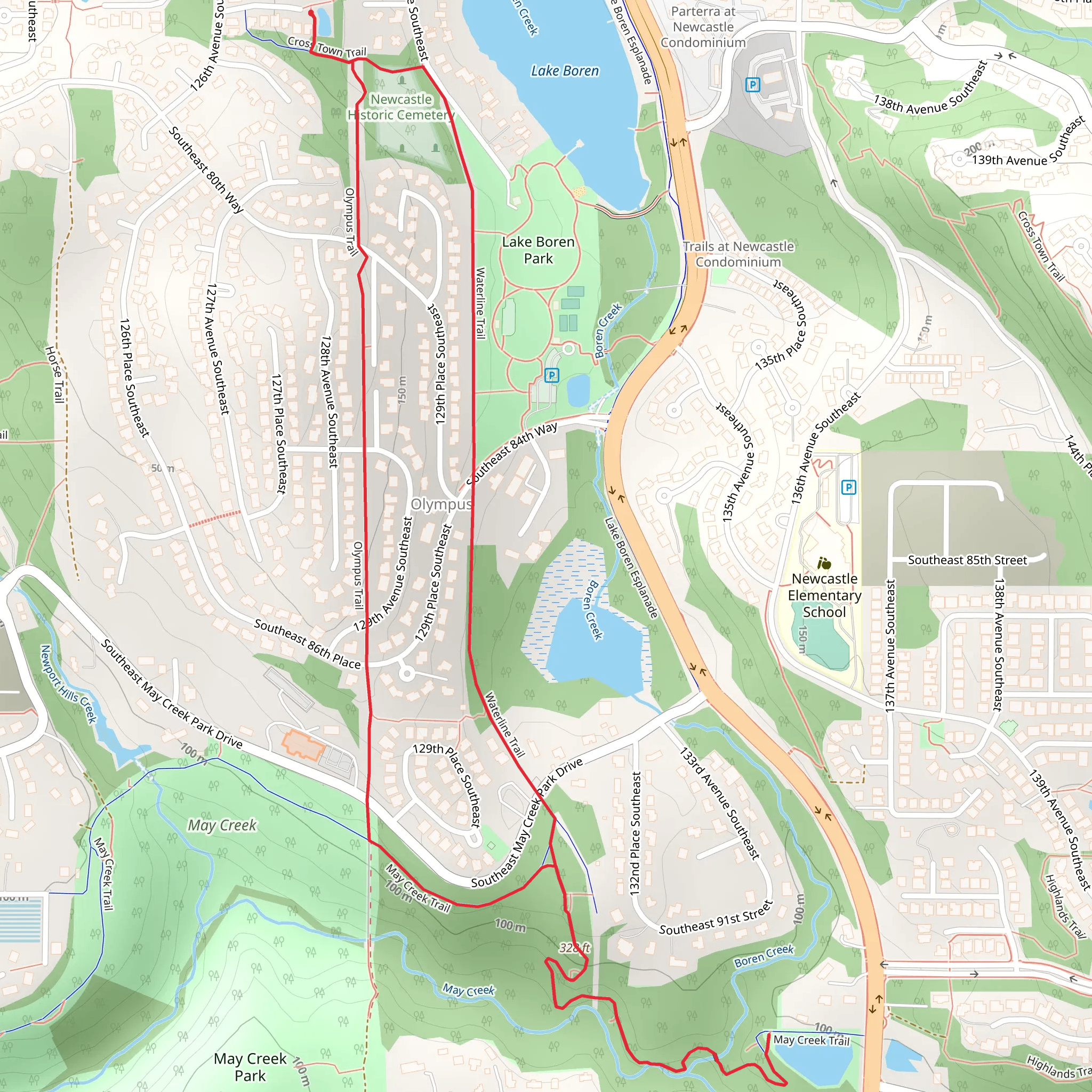 Olympus Trail and Waterline Trail mobile static map