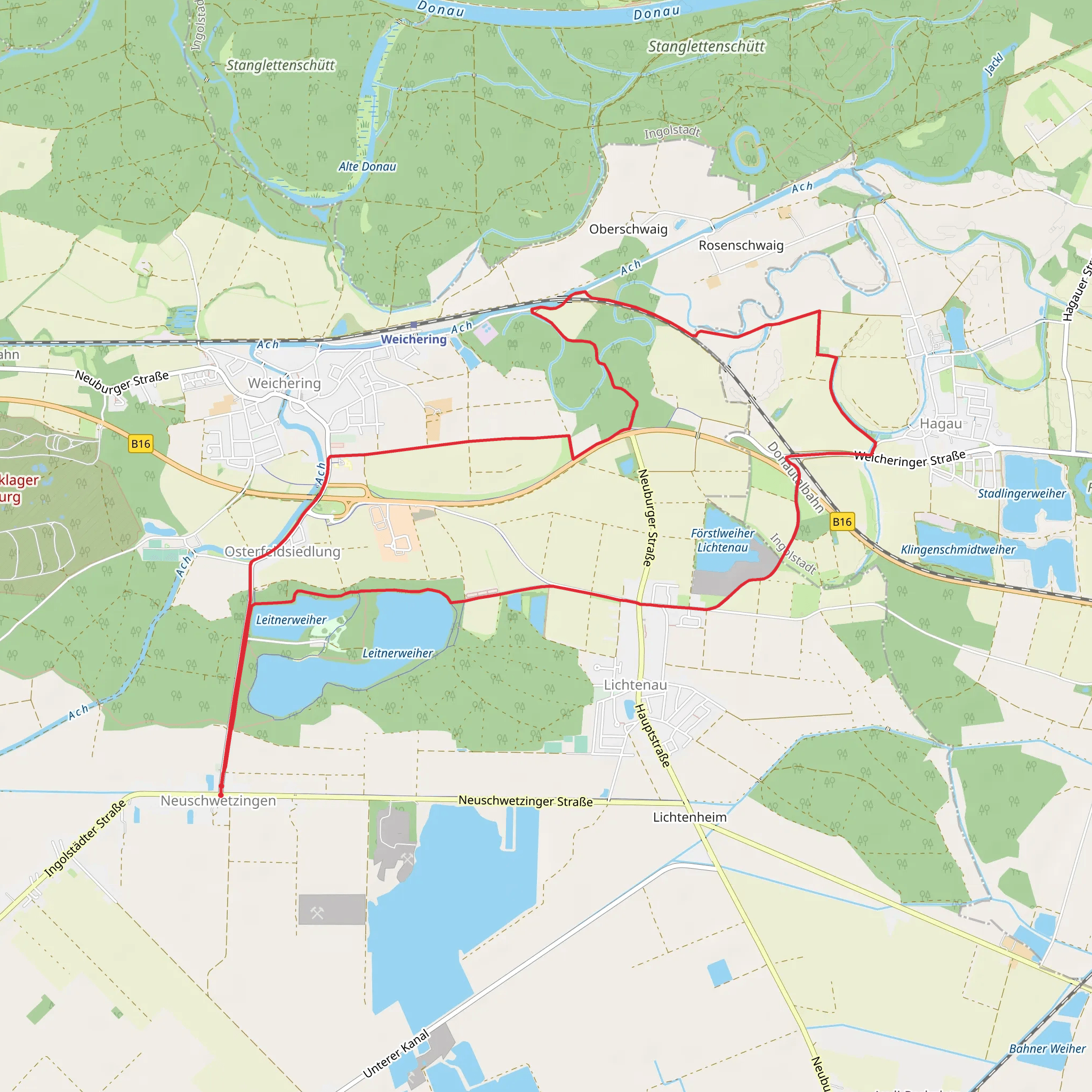 Weichering Loop via Weicheringer See mobile static map