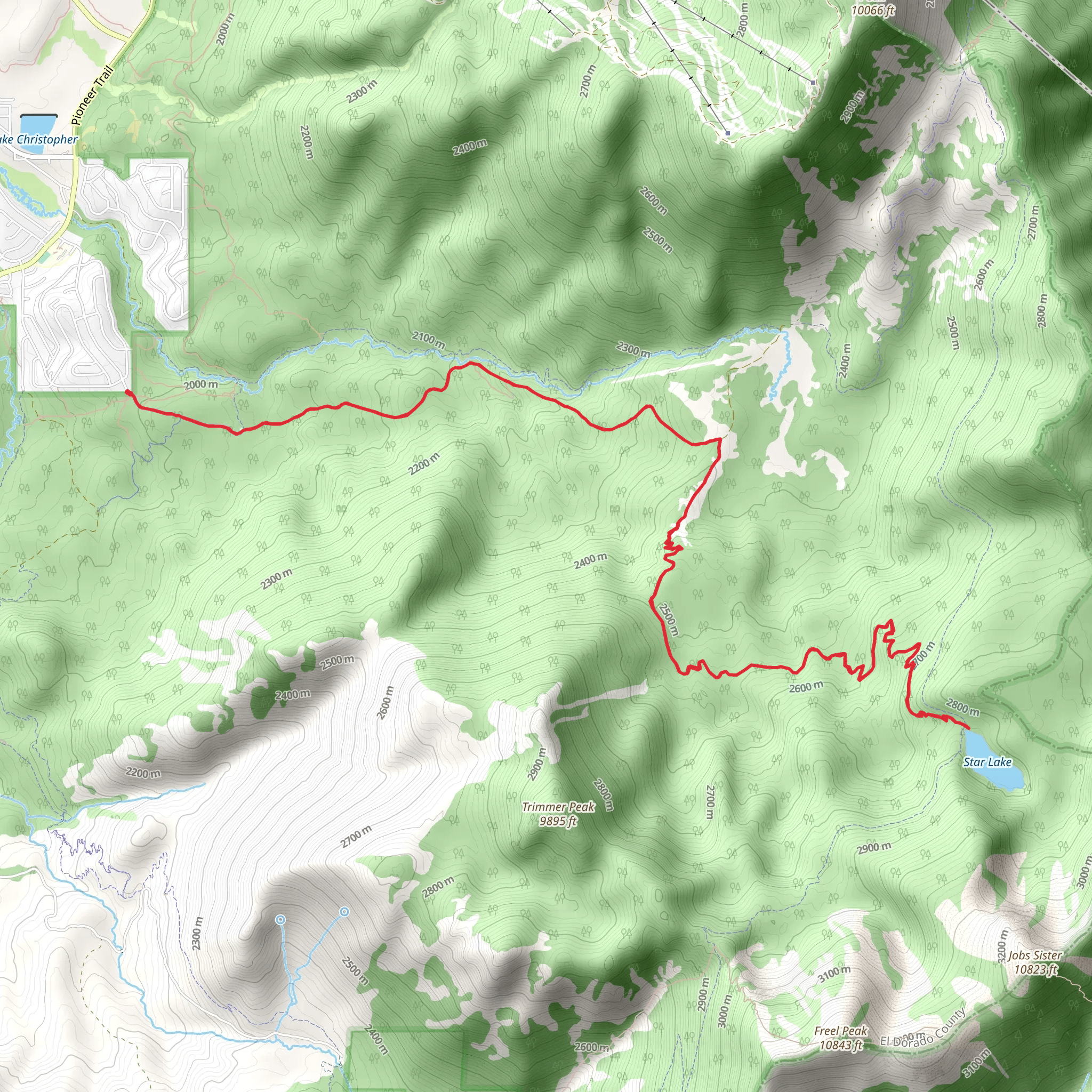 Star Lake Trail via High Meadows Trail mobile static map