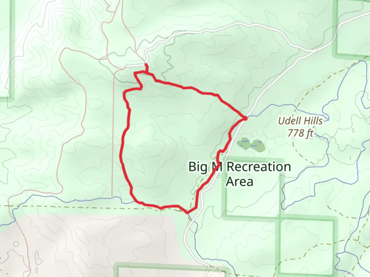 An image depicting the trail Barber Chair,The Firetower and Cheat Stick Loop and its surrounding area.