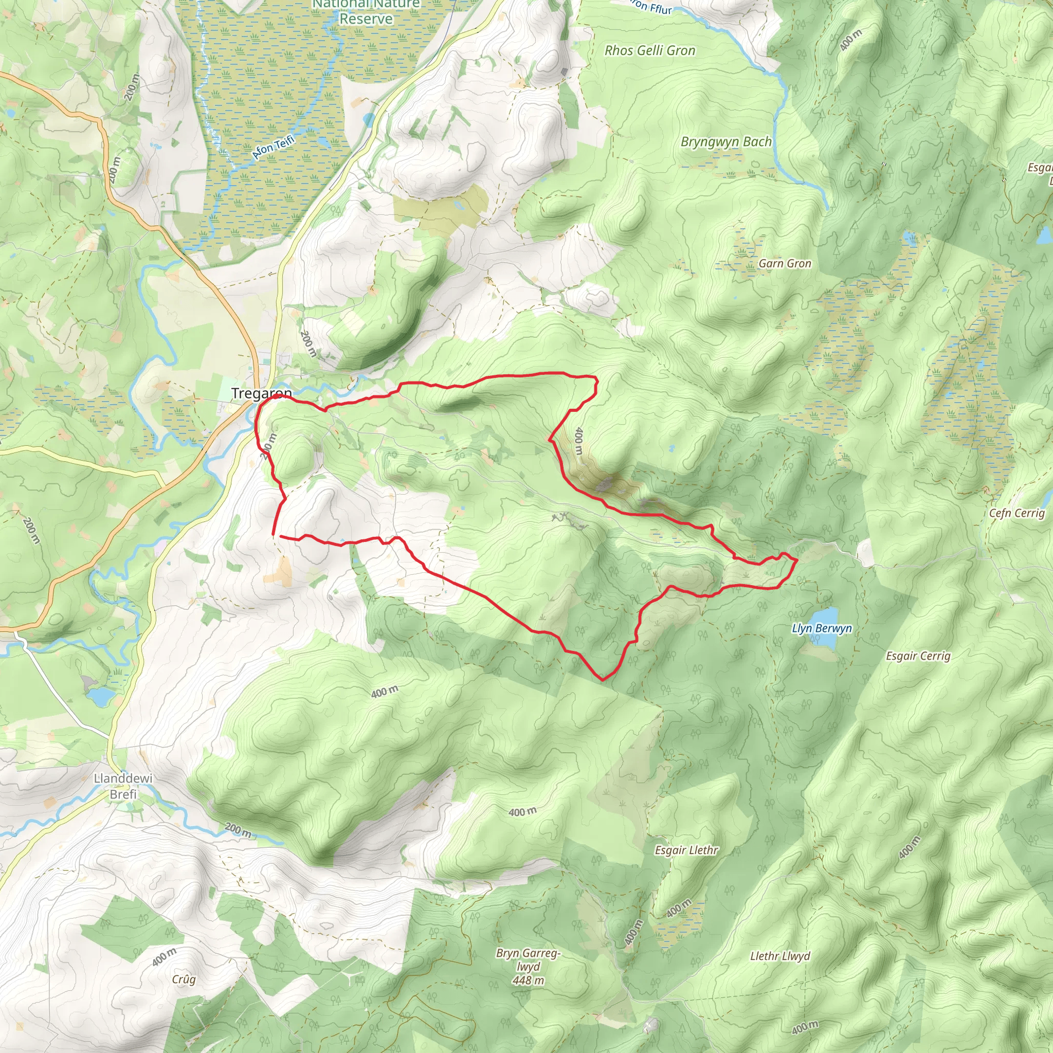 Cwm Berwyn from Tregaron mobile static map