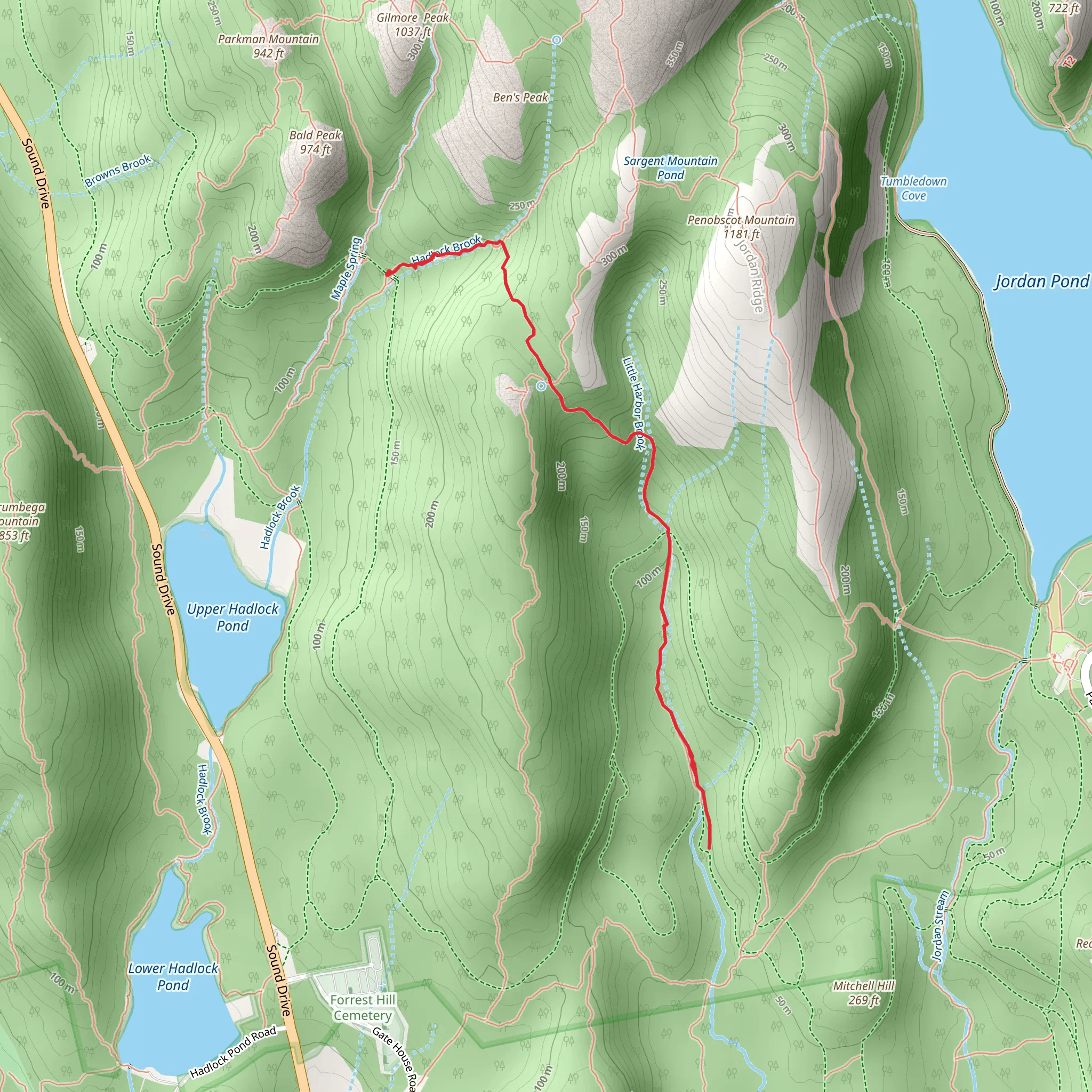 Amphitheatre Trail via Hadlock Brook Trail mobile static map