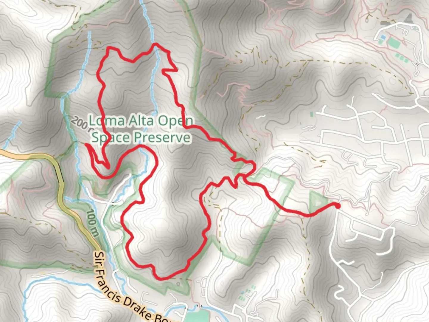 An image depicting the trail Smith Ridge Fire Road and Old Railroad Grade Loop and its surrounding area.
