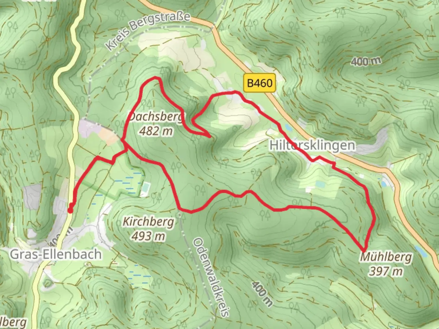 An image depicting the trail Dachsberg Weg Loop and its surrounding area.