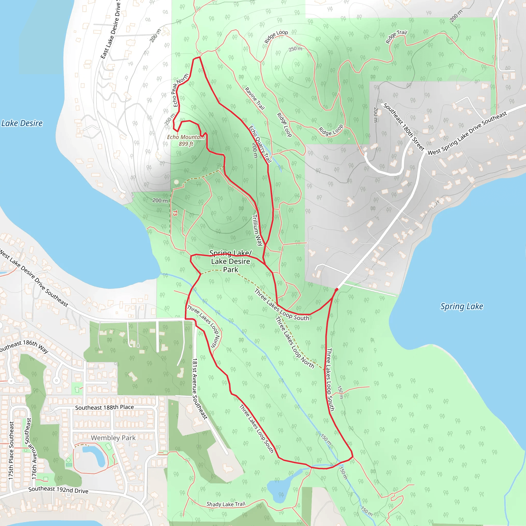 Three Lakes South, Echo Mountain and Echo Quarry Loop Trail mobile static map