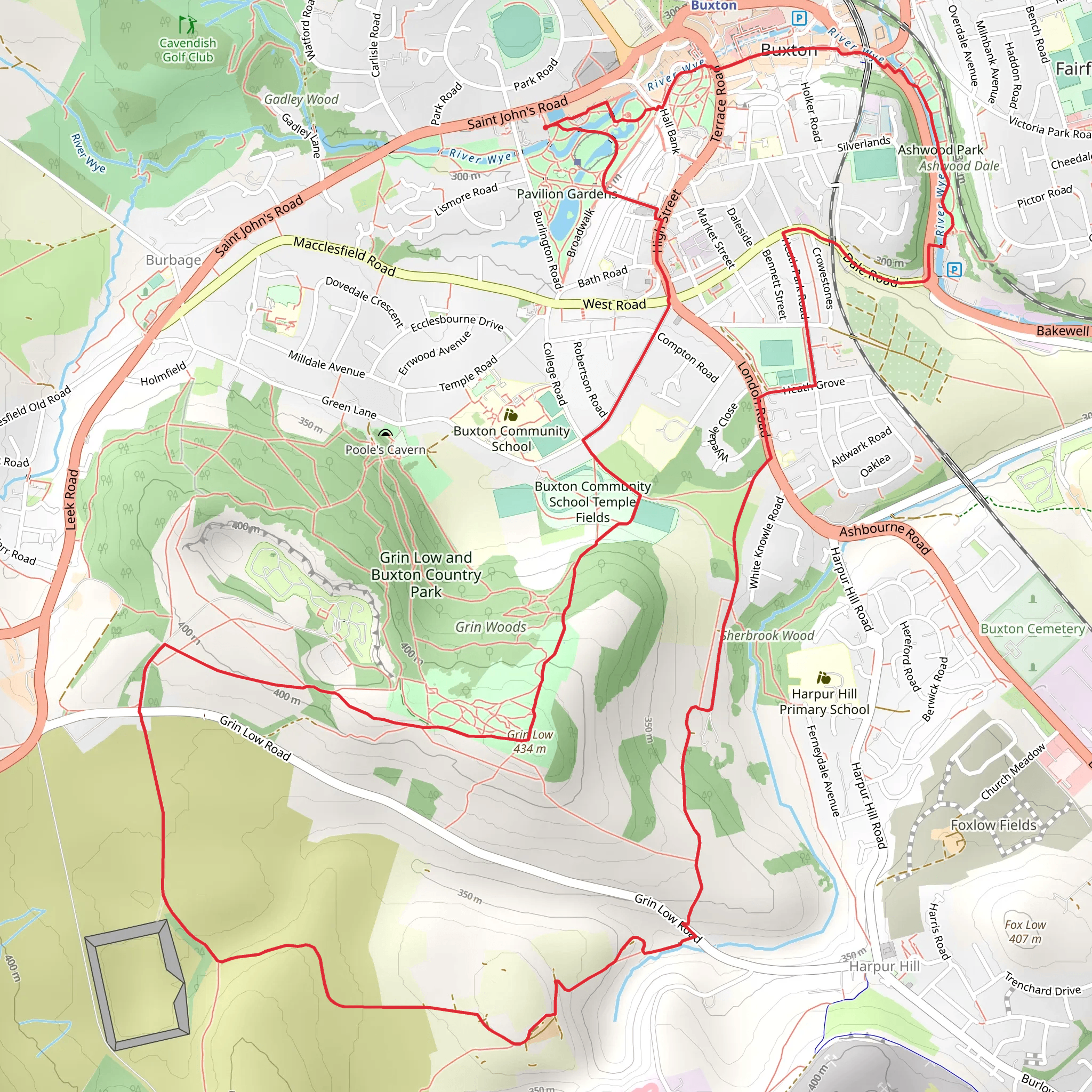 High Plantation and Countess Cliff Loop mobile static map