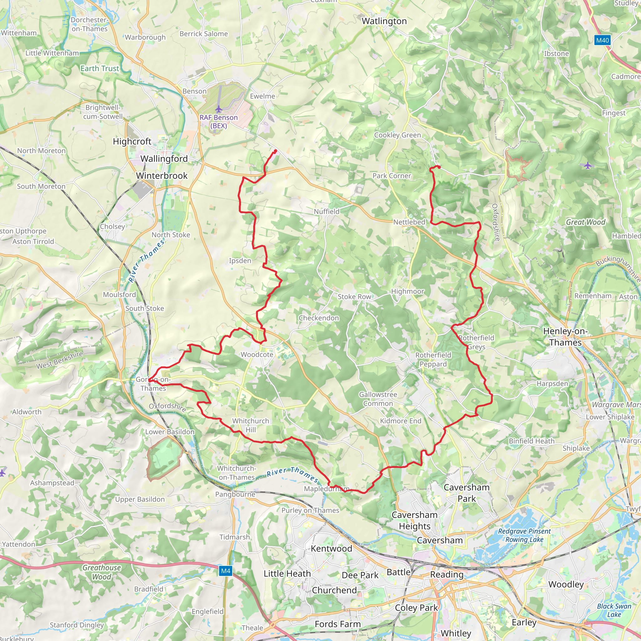 Westwood Manor to Ewelme via Chiltern Way mobile static map